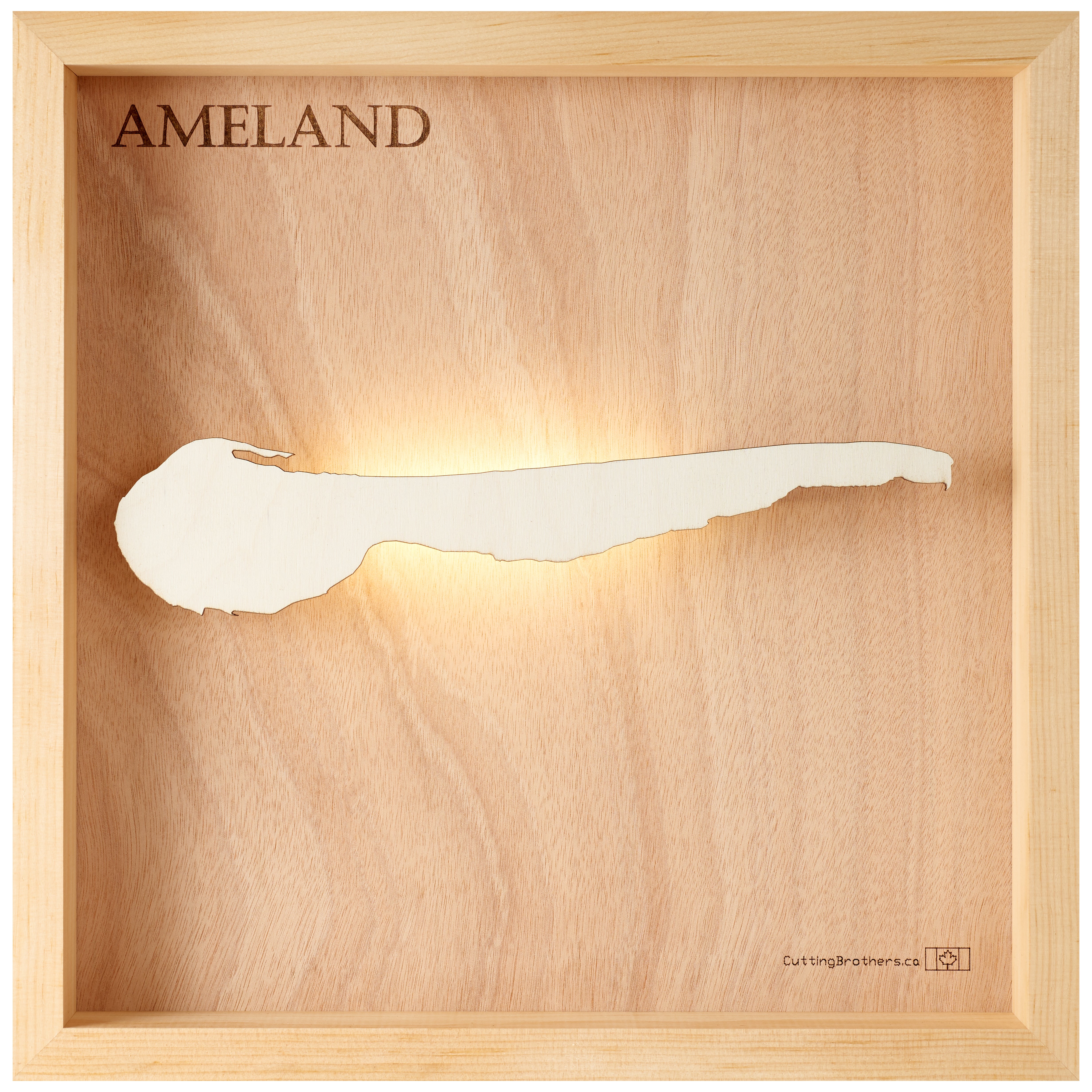 AMELAND 3D Holz INSEL LICHT KARTE (LED)