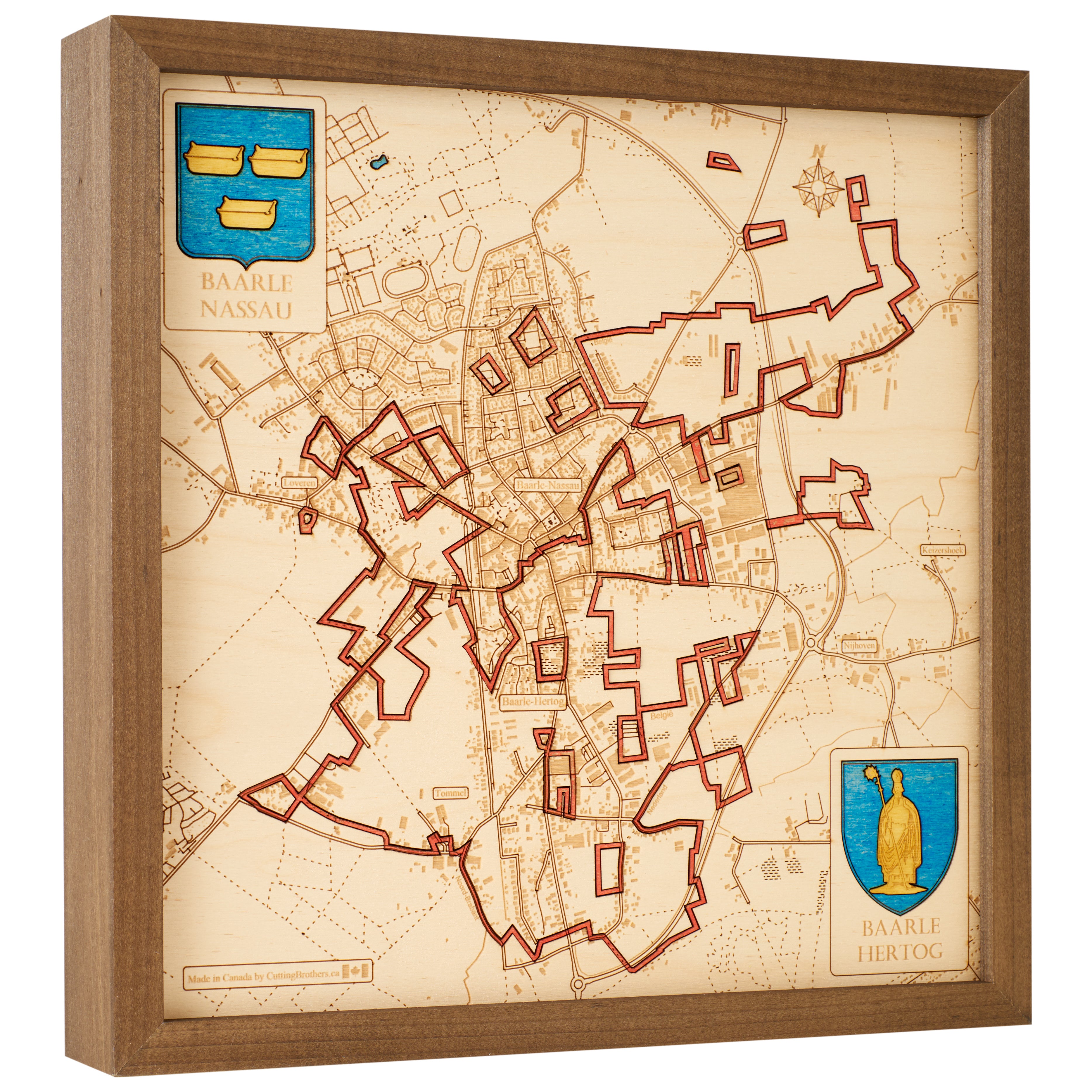 BAARLE NASSAU - 3D Holz Wandkarte - Version S