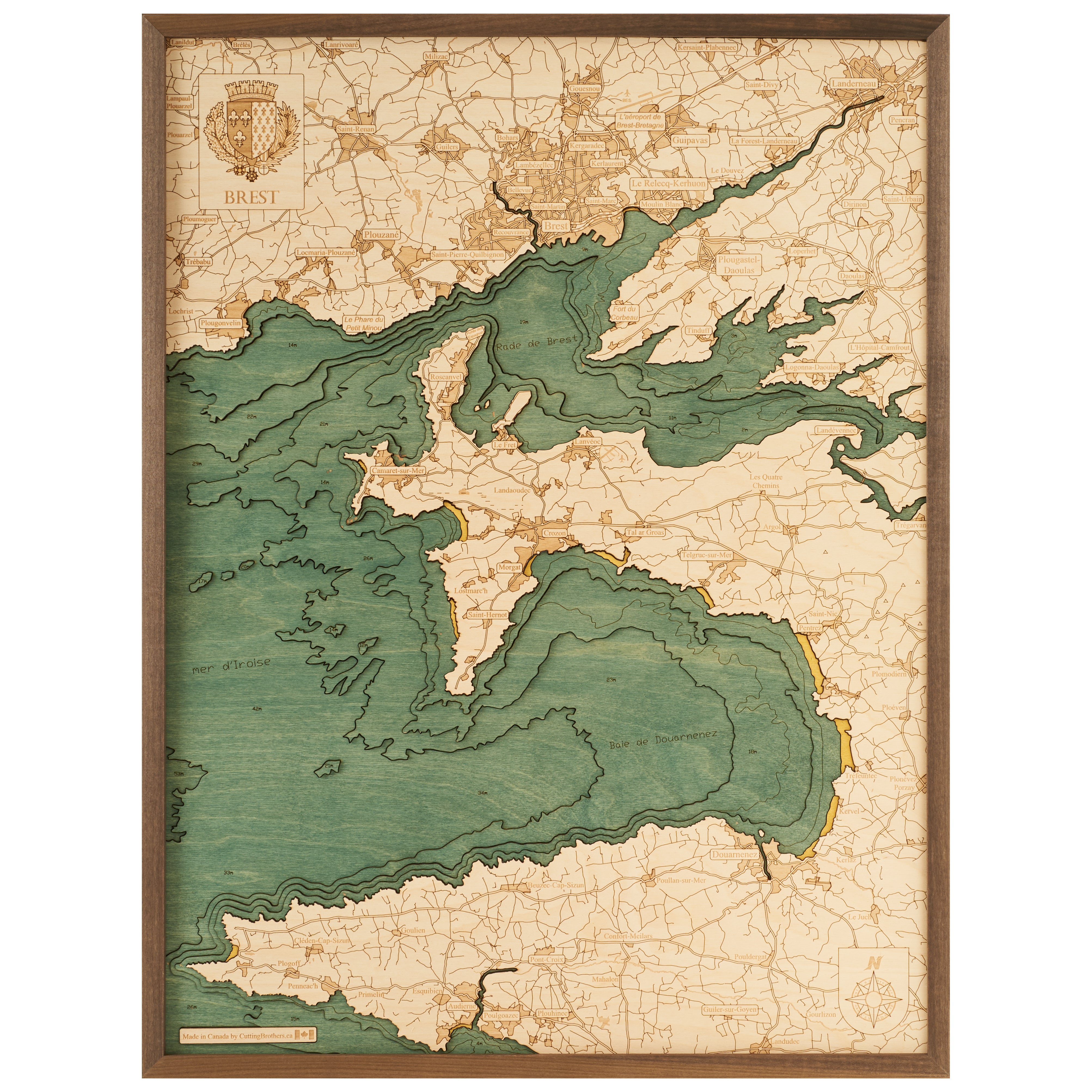 BREST - 3D Holz Wandkarte - Version L - ab Ende November 2025 lieferbar