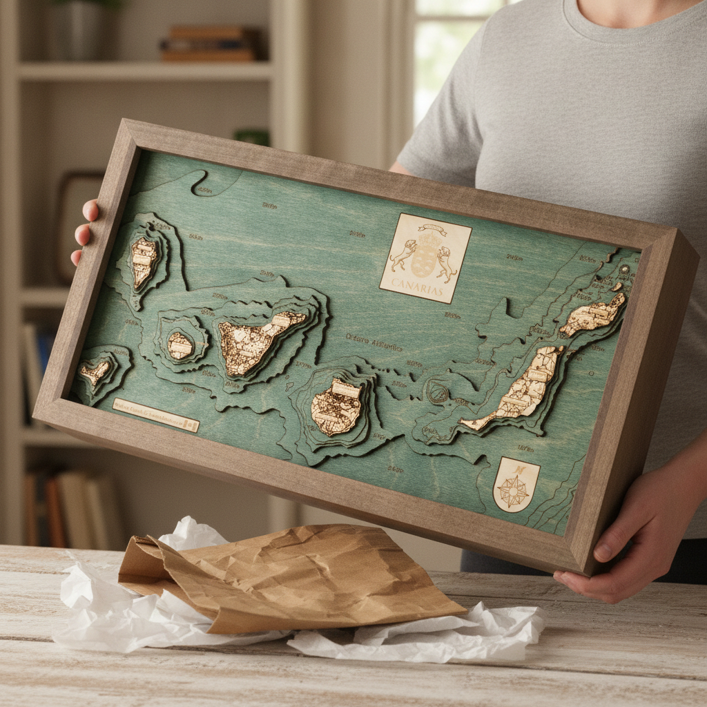 KANARISCHE INSELN 3D Holz Wandkarte - Version S
