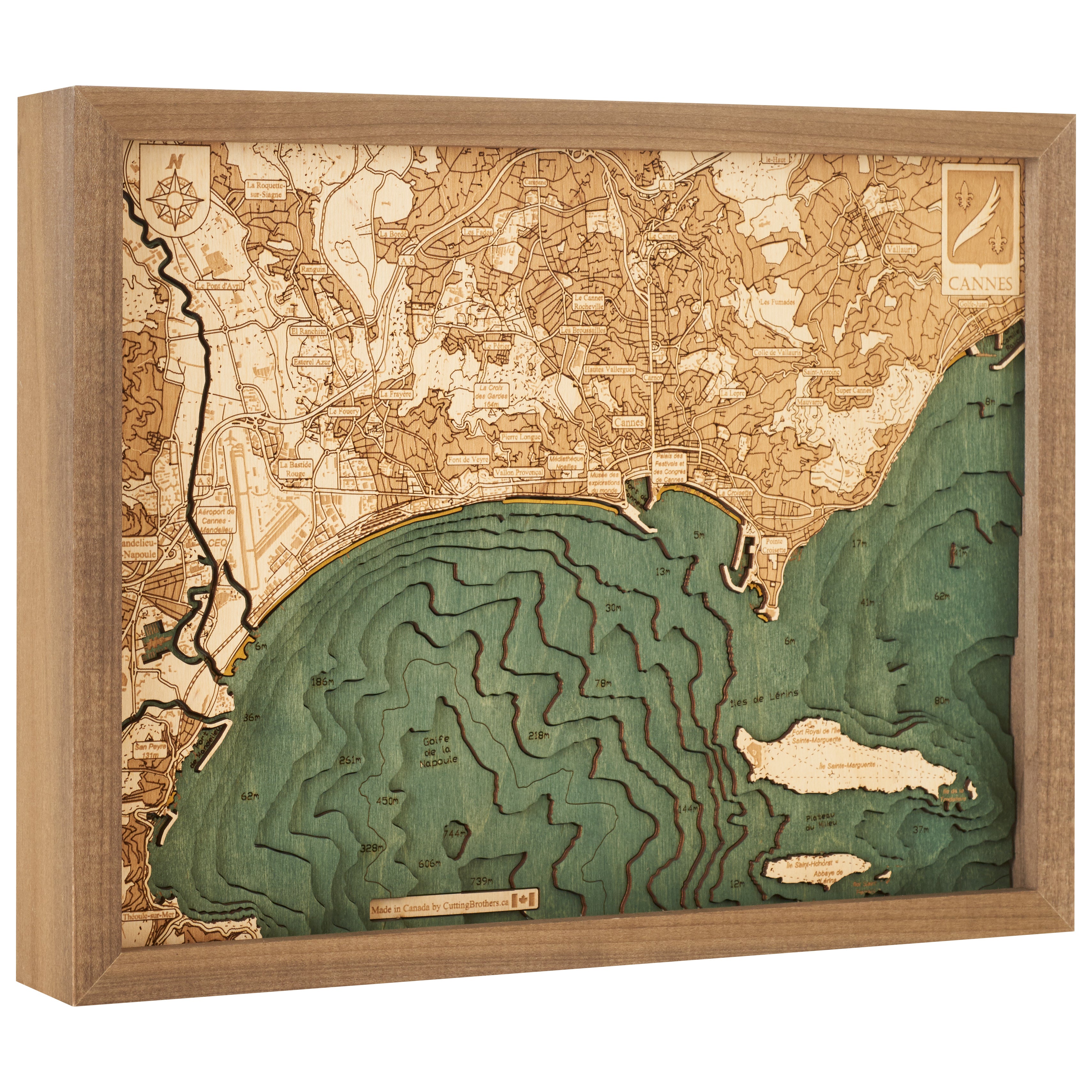 CANNES - 3D Holz Wandkarte - Version S - ab Ende November 2025 lieferbar