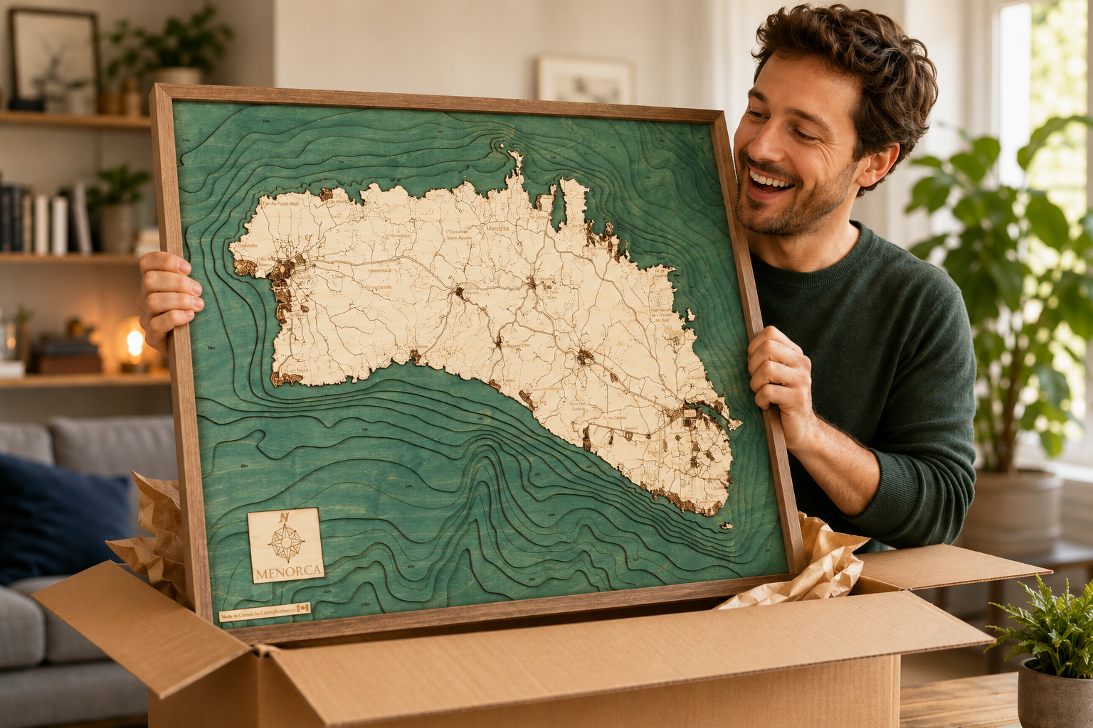 MENORCA 3D Holz Wandkarte - Version L