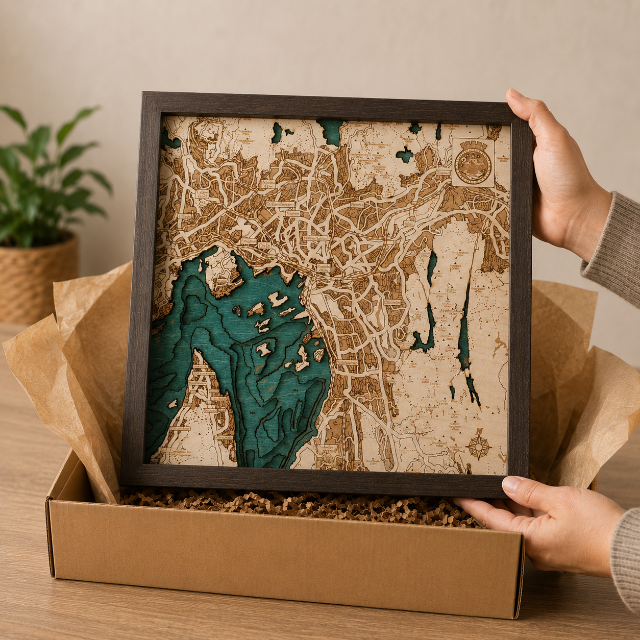 OSLO 3D Holz Wandkarte - Version S