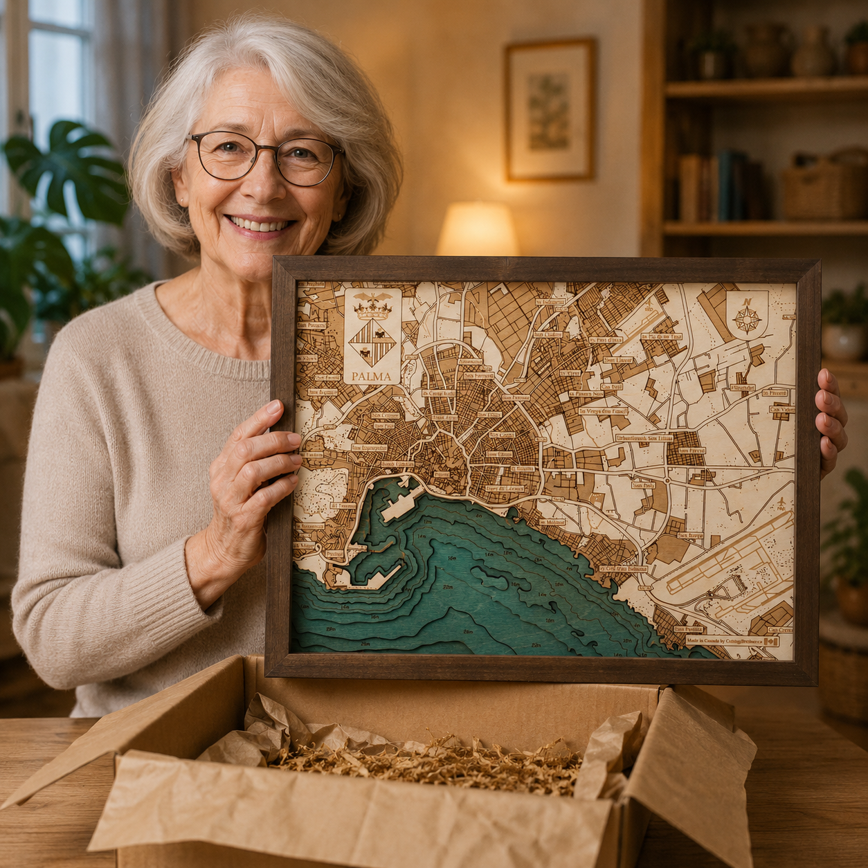 PALMA DE MALLORCA 3D Holz Wandkarte - Version S