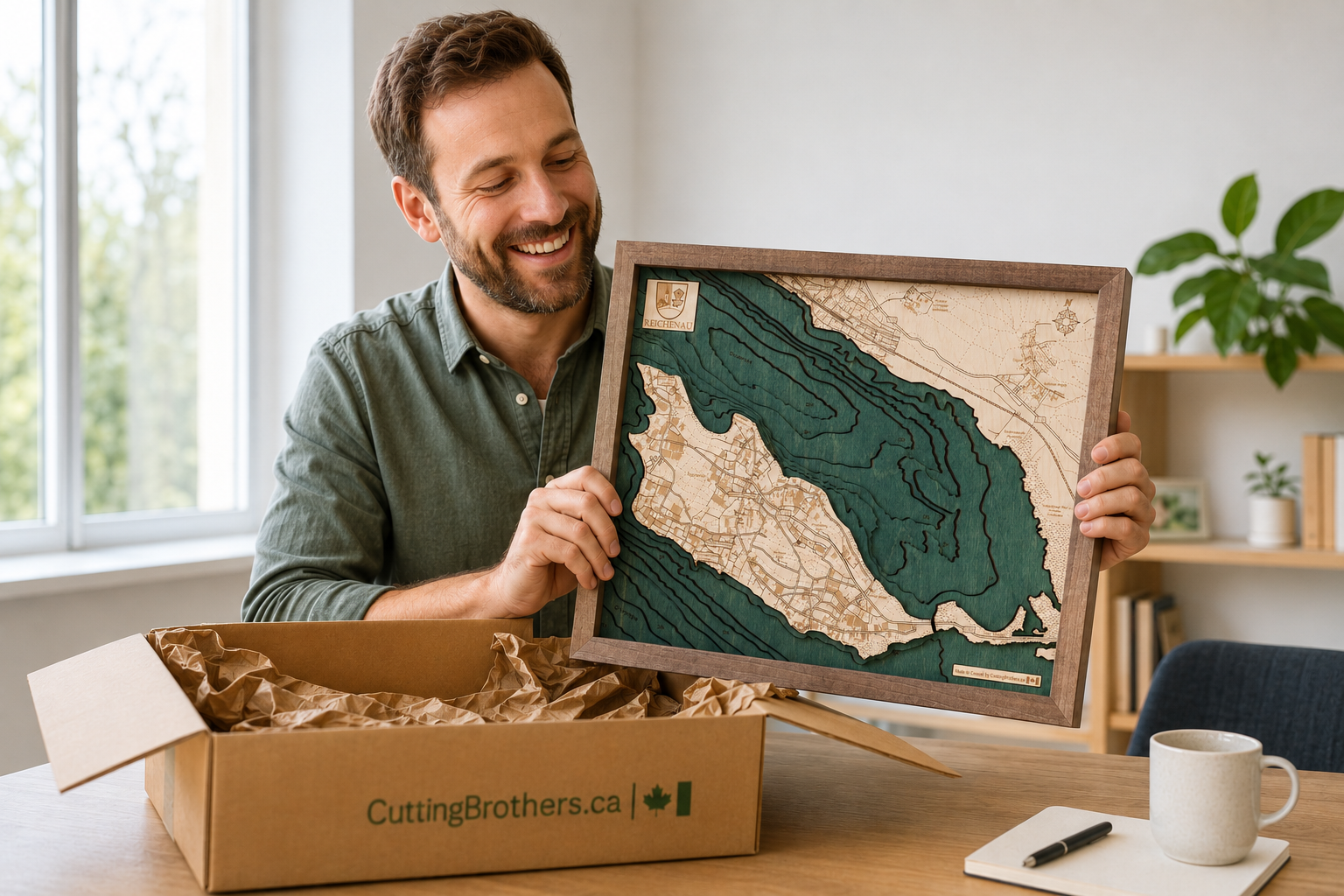REICHENAU BODENSEE 3D Holz Wandkarte - Version S