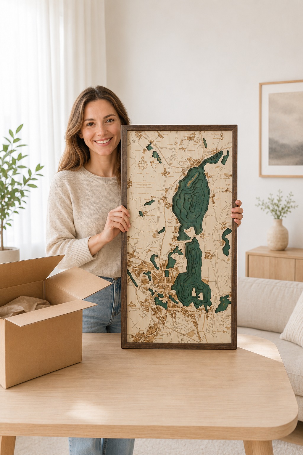 SCHWERINER SEE 3D Holz Wandkarte - Version M
