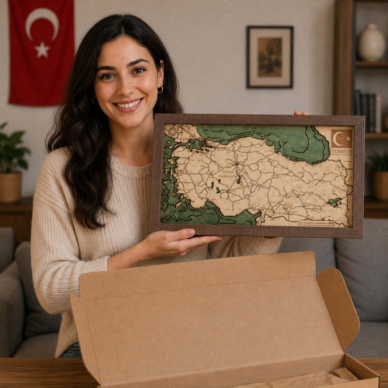 TÜRKEI TÜRKIYE 3D Holz Wandkarte - Version S