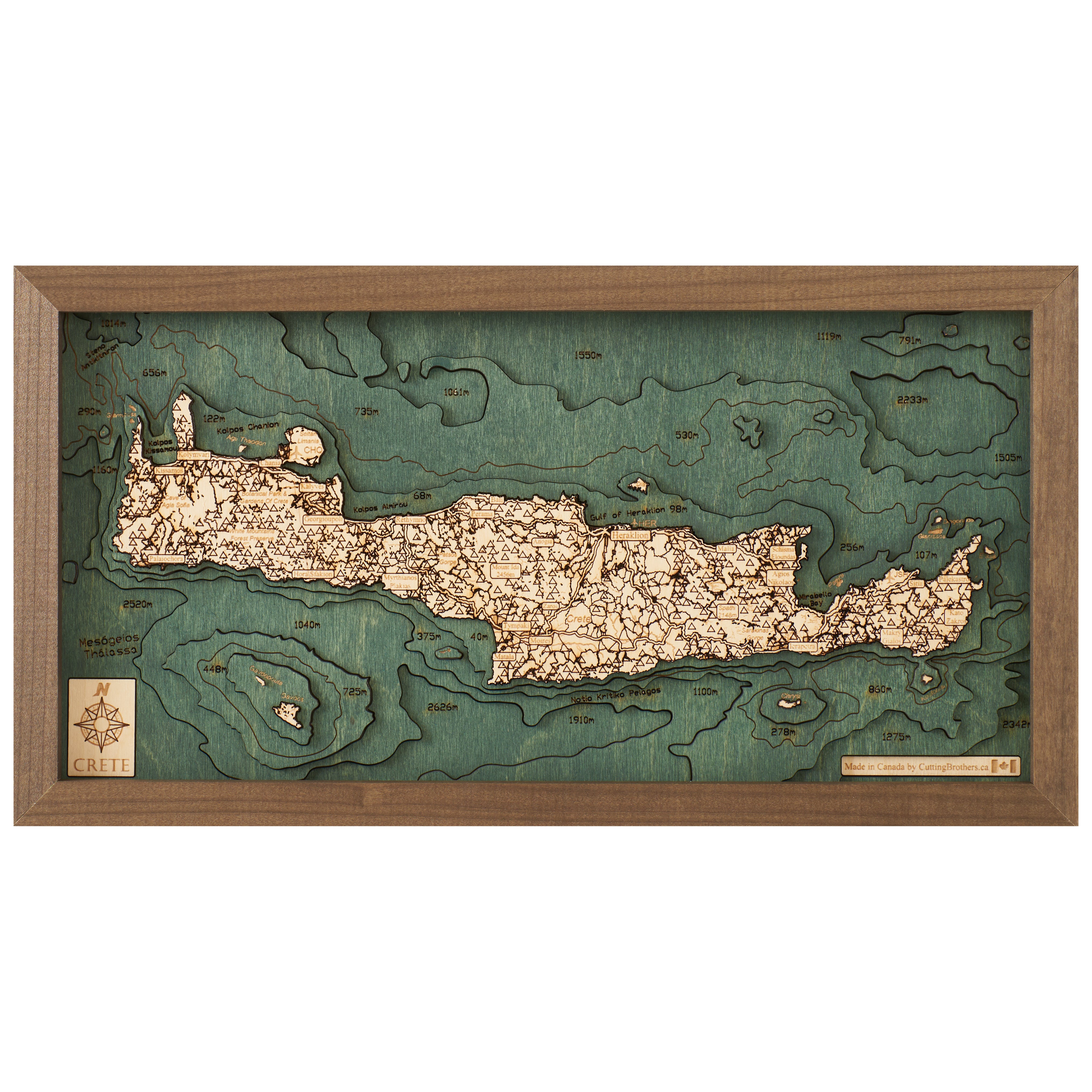 KRETA - 3D Holz Wandkarte - Version S
