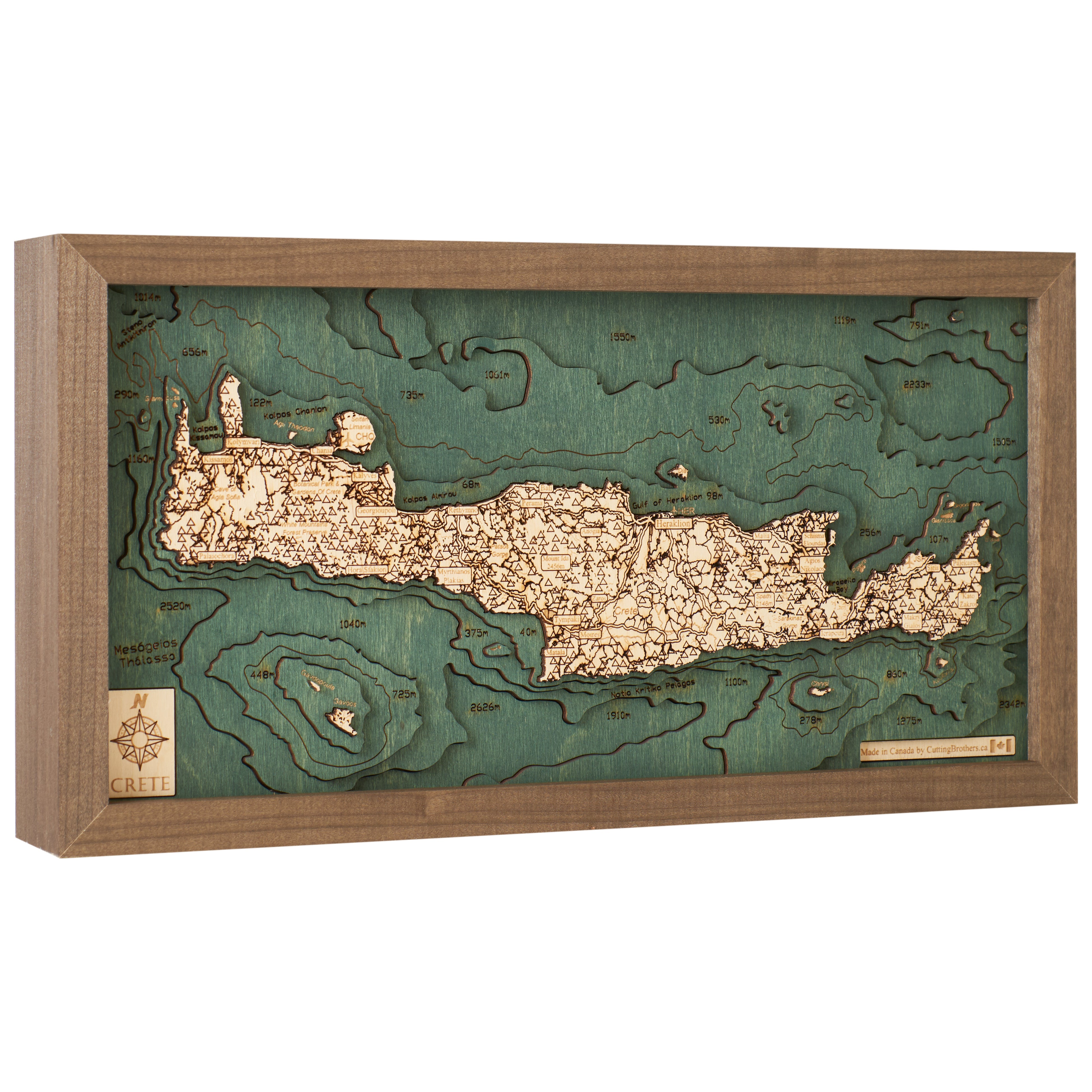 KRETA - 3D Holz Wandkarte - Version S