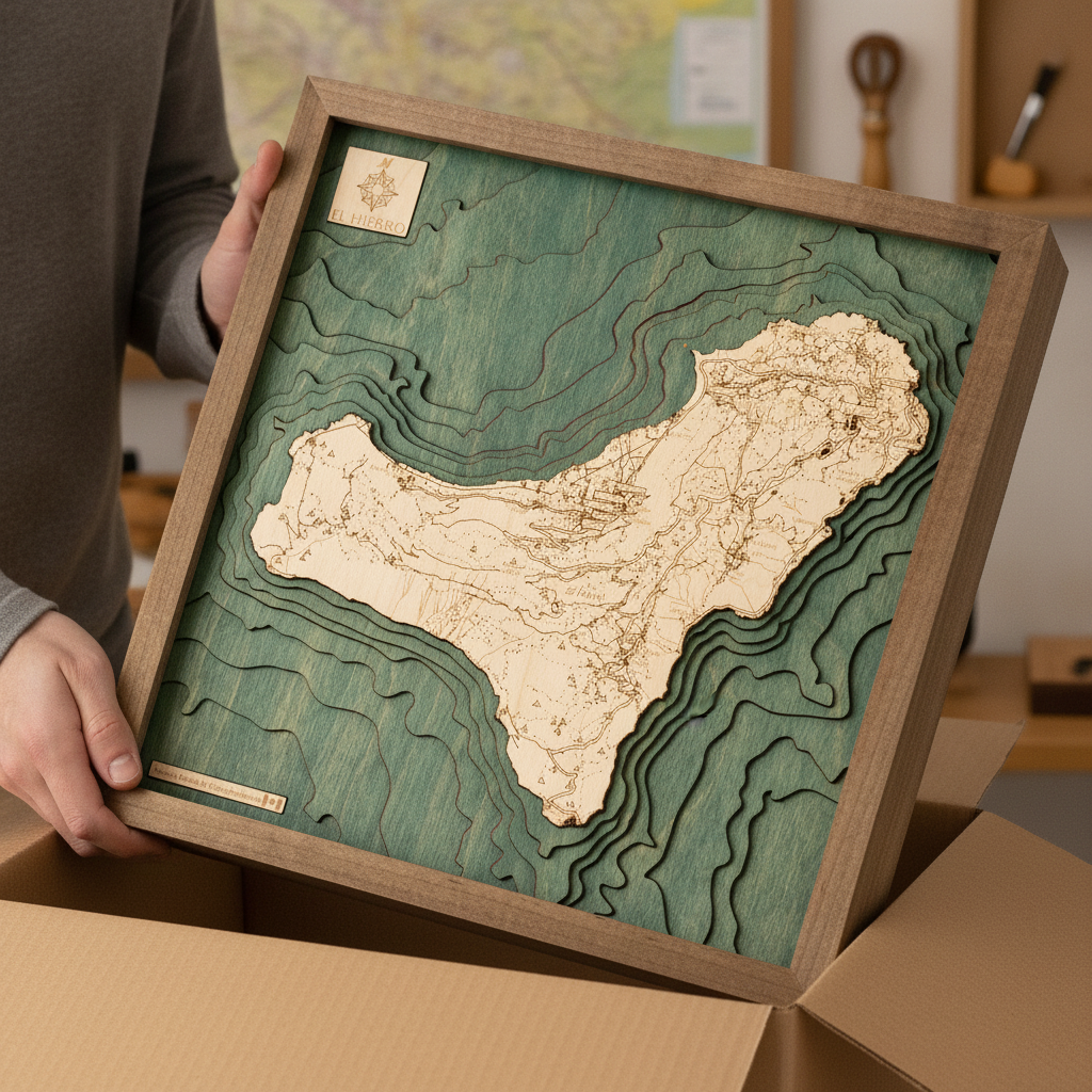 EL HIERRO 3D Holz Wandkarte - Version S