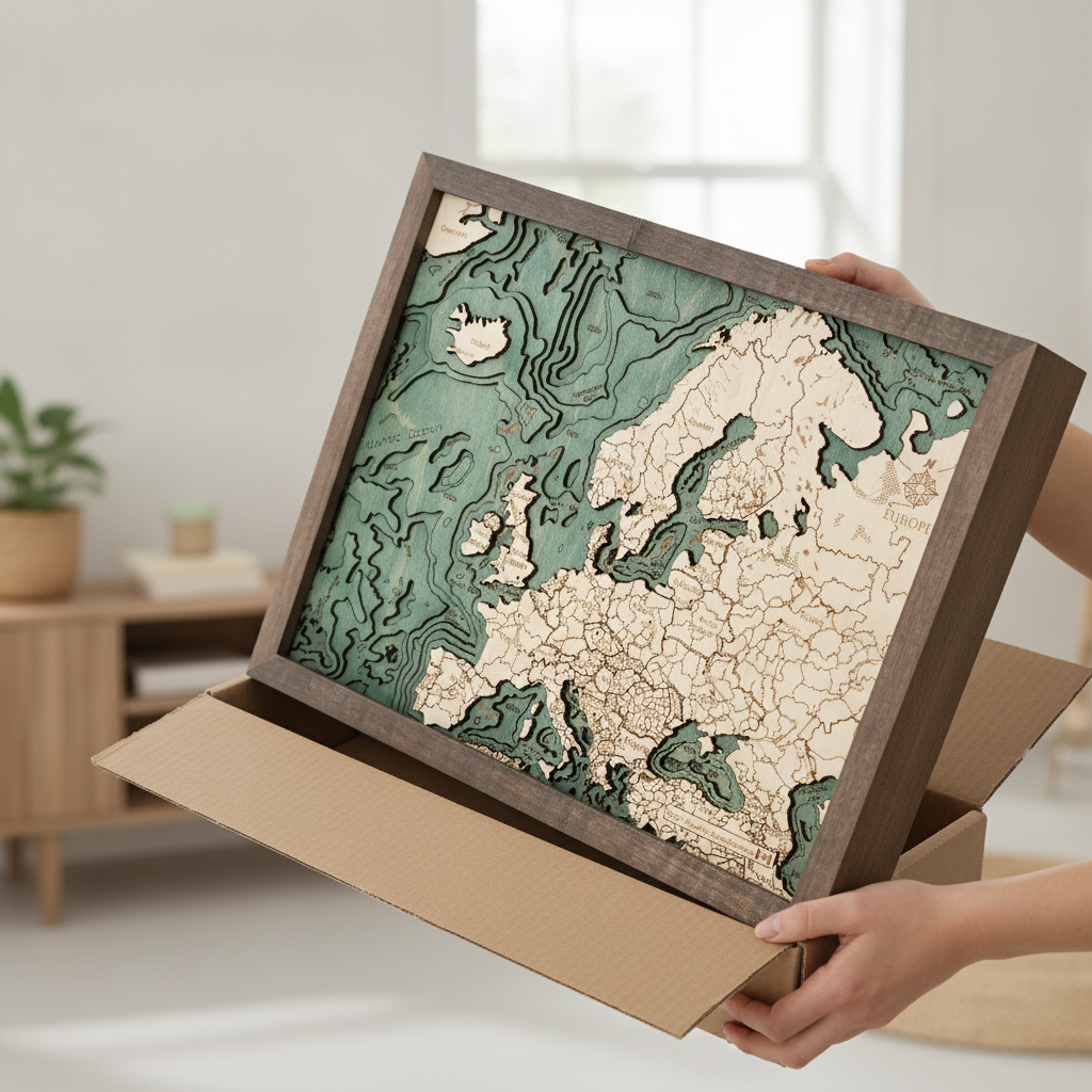 EUROPA 3D Holz Wandkarte Version S