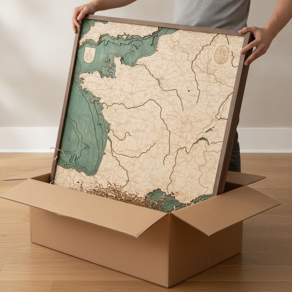 FRANKREICH 3D Holz Wandkarte - Version L