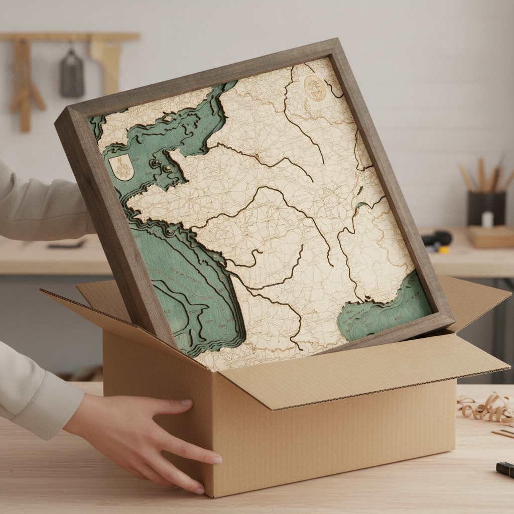 FRANKREICH 3D Holz Wandkarte - Version S
