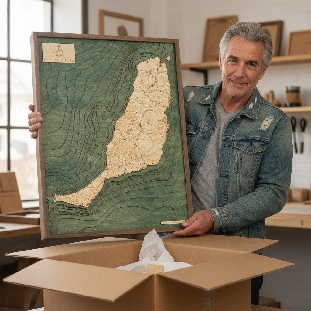 FUERTEVENTURA 3D Holz Wandkarte - Version L