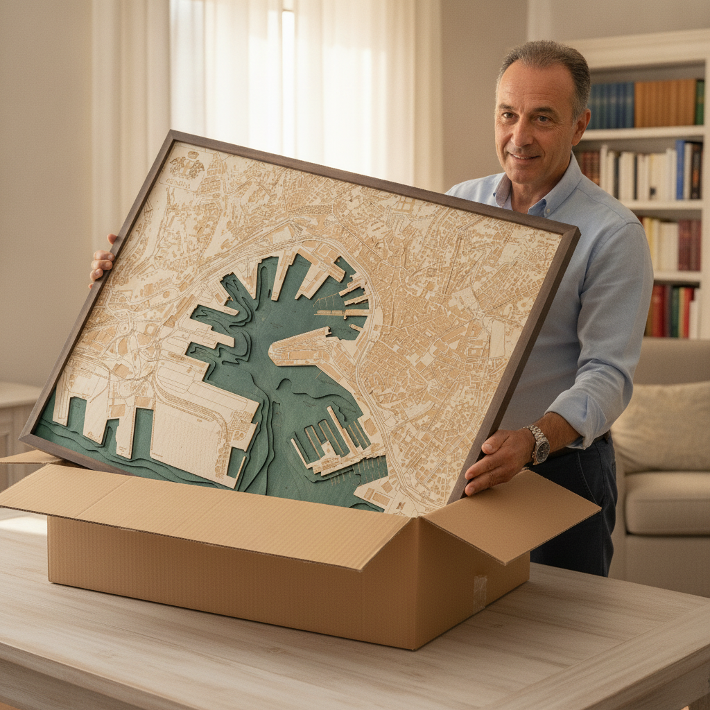 GENUA 3D Holz Wandkarte - Version L