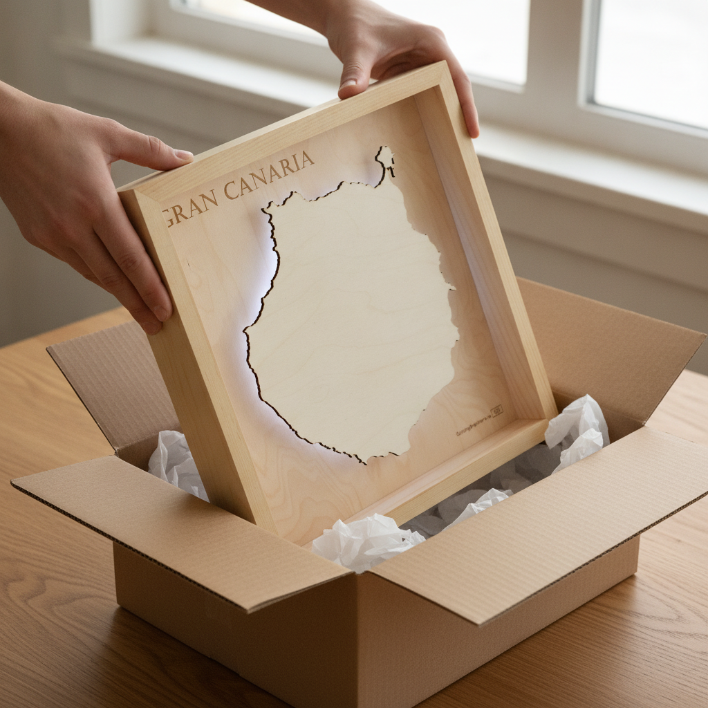 GRAN CANARIA - 3D Holz INSEL LICHT KARTE (LED)
