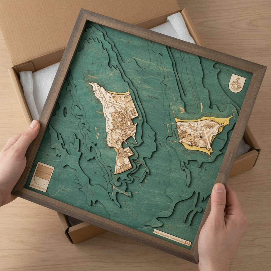 HELGOLAND 3D Holz Wandkarte - Version S