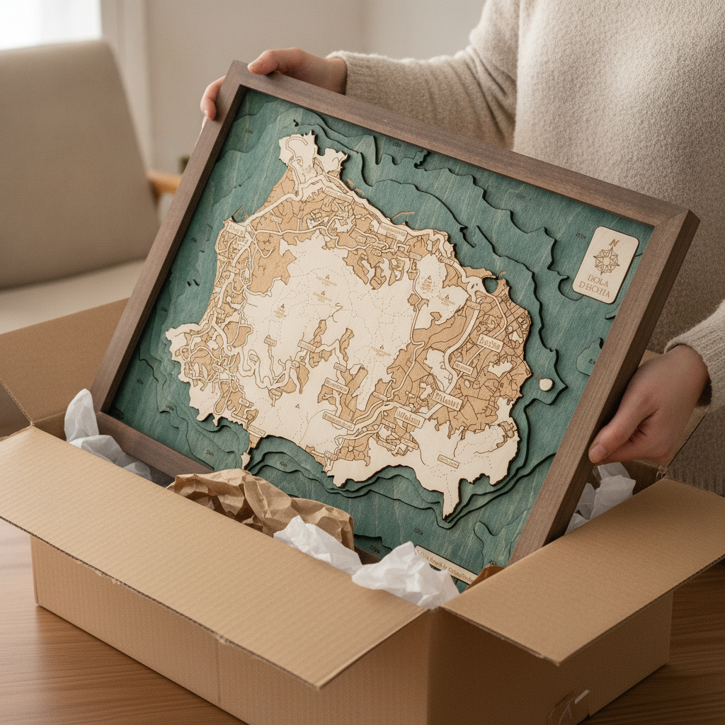 ISCHIA 3D Holz Wandkarte - Version S