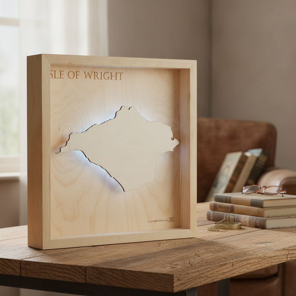 ISLE OF WRIGHT - 3D Holz INSEL LICHT KARTE (LED)