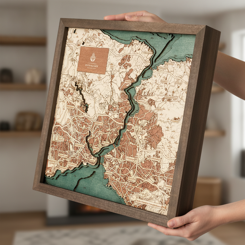 ISTANBUL 3D Holz Wandkarte - Version S