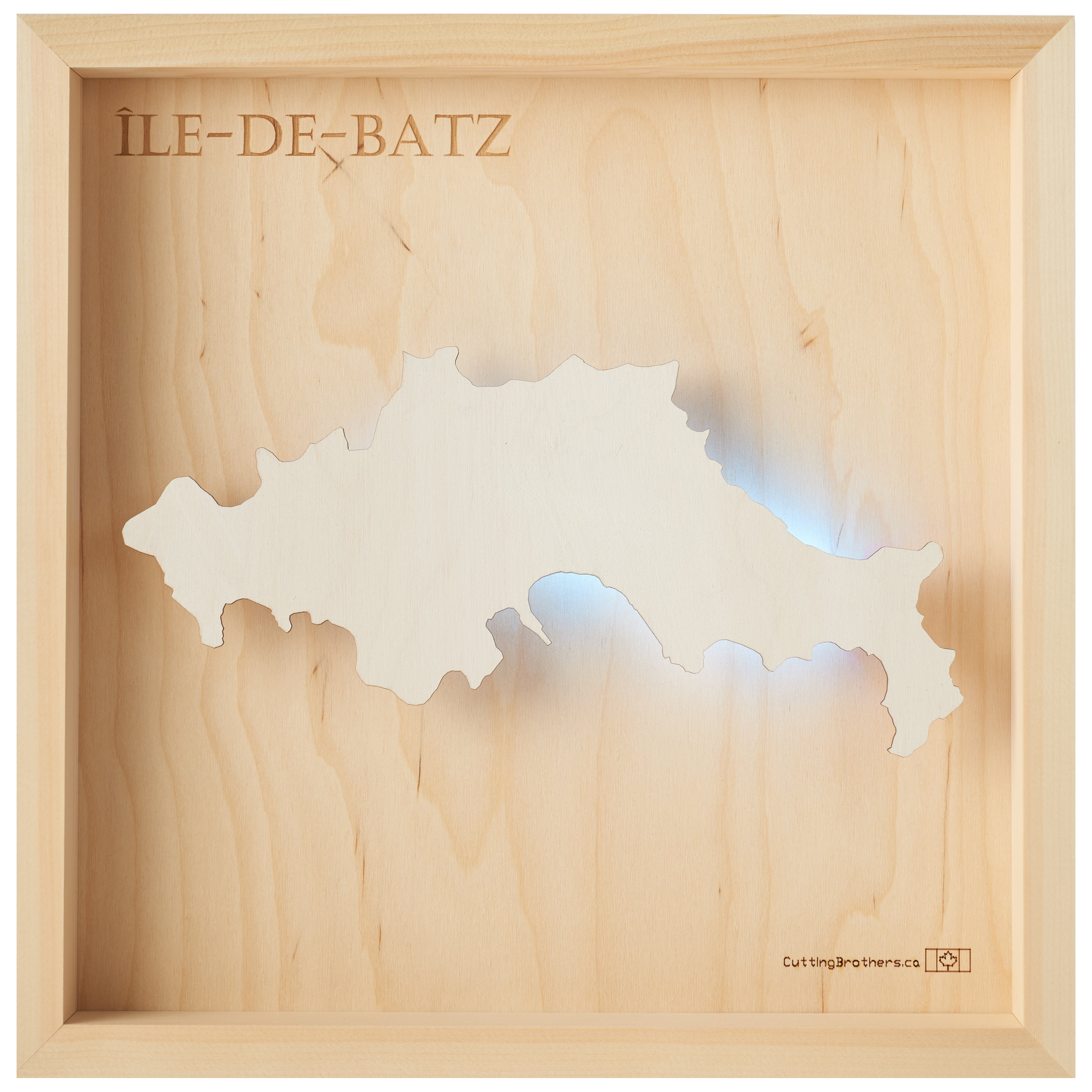 ILE DE BATZ -  3D Holz INSEL LICHT KARTE (LED) -  ab Ende November 2025 lieferbar