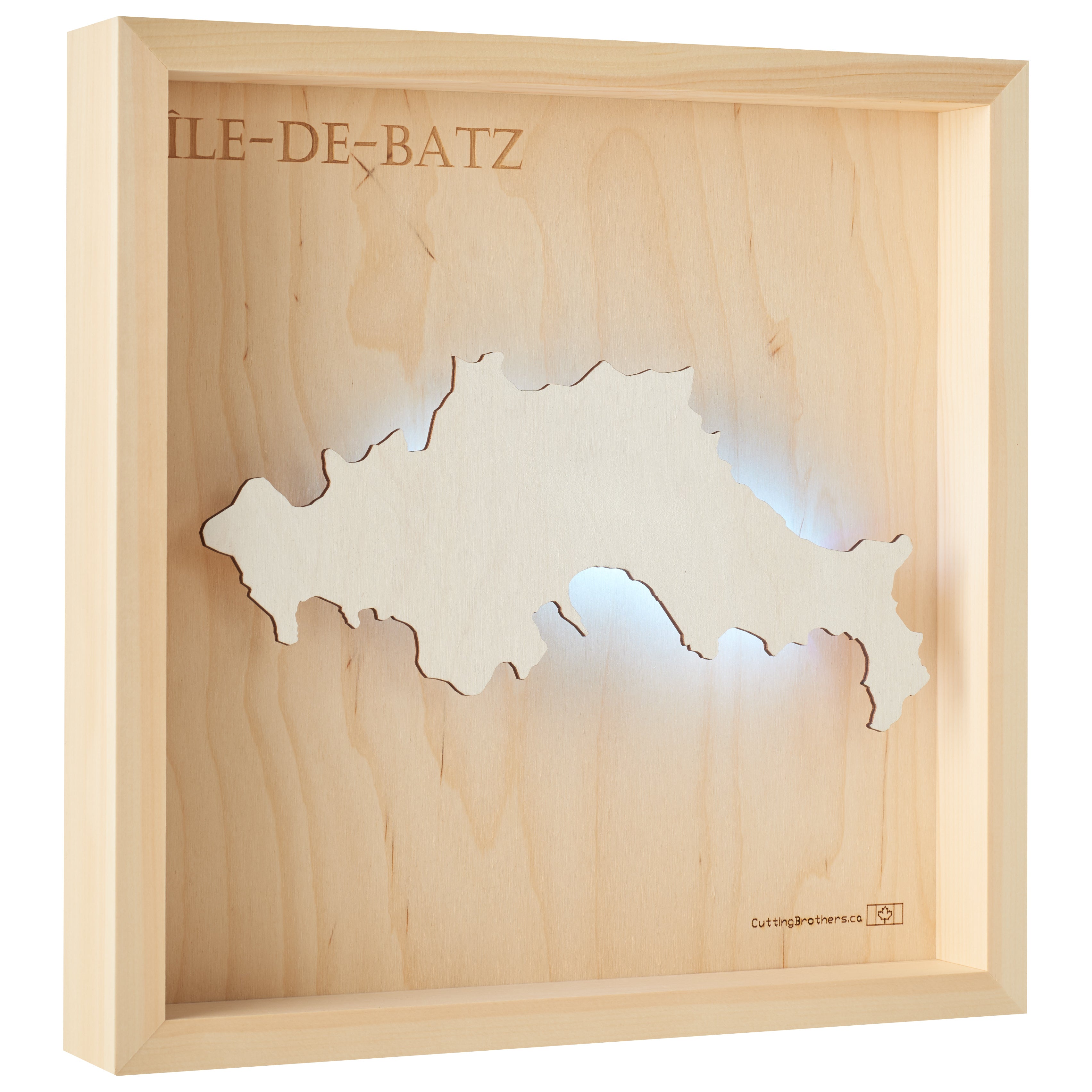 ILE DE BATZ -  3D Holz INSEL LICHT KARTE (LED) -  ab Ende November 2025 lieferbar