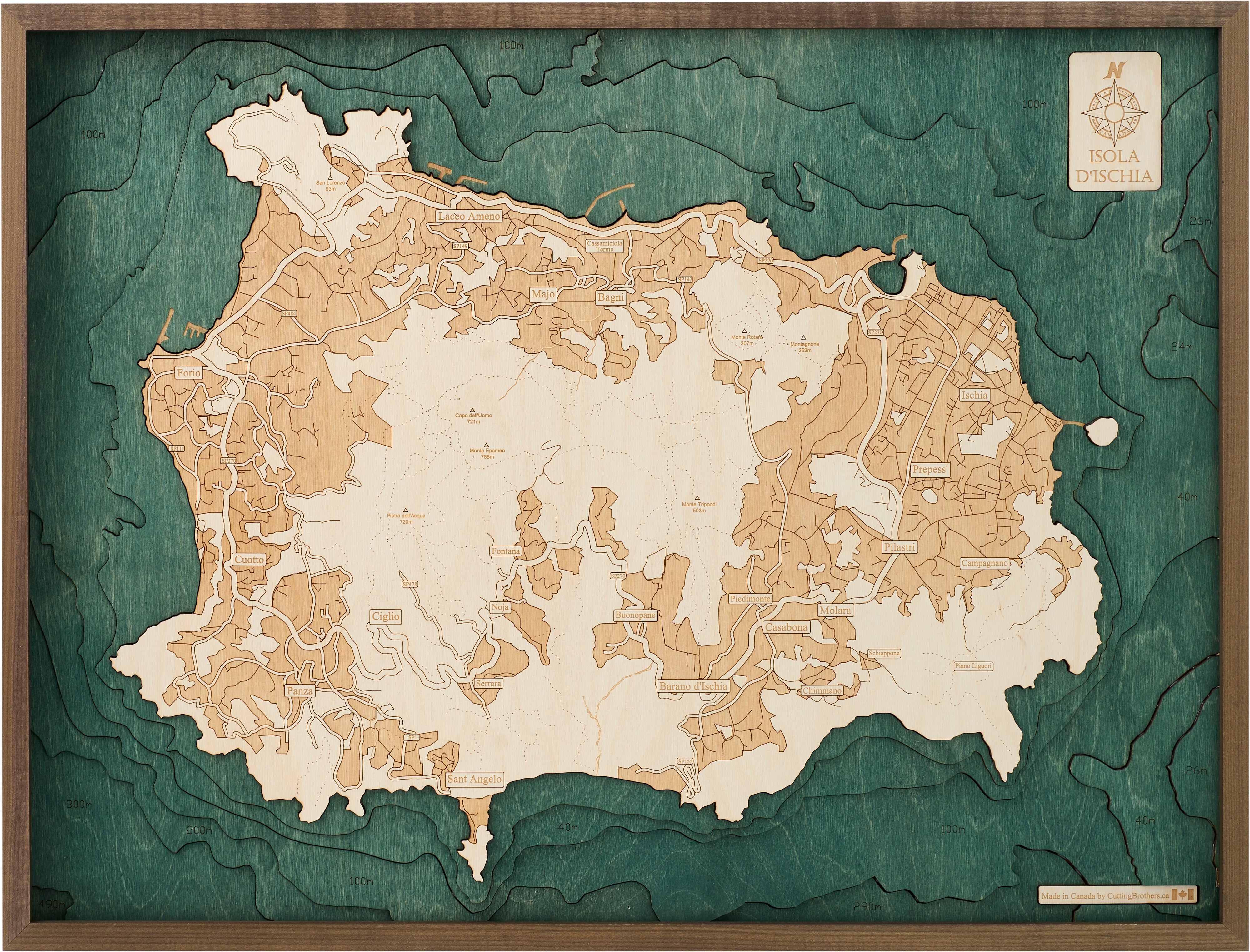 ISCHIA 3D Holz Wandkarte - Version L