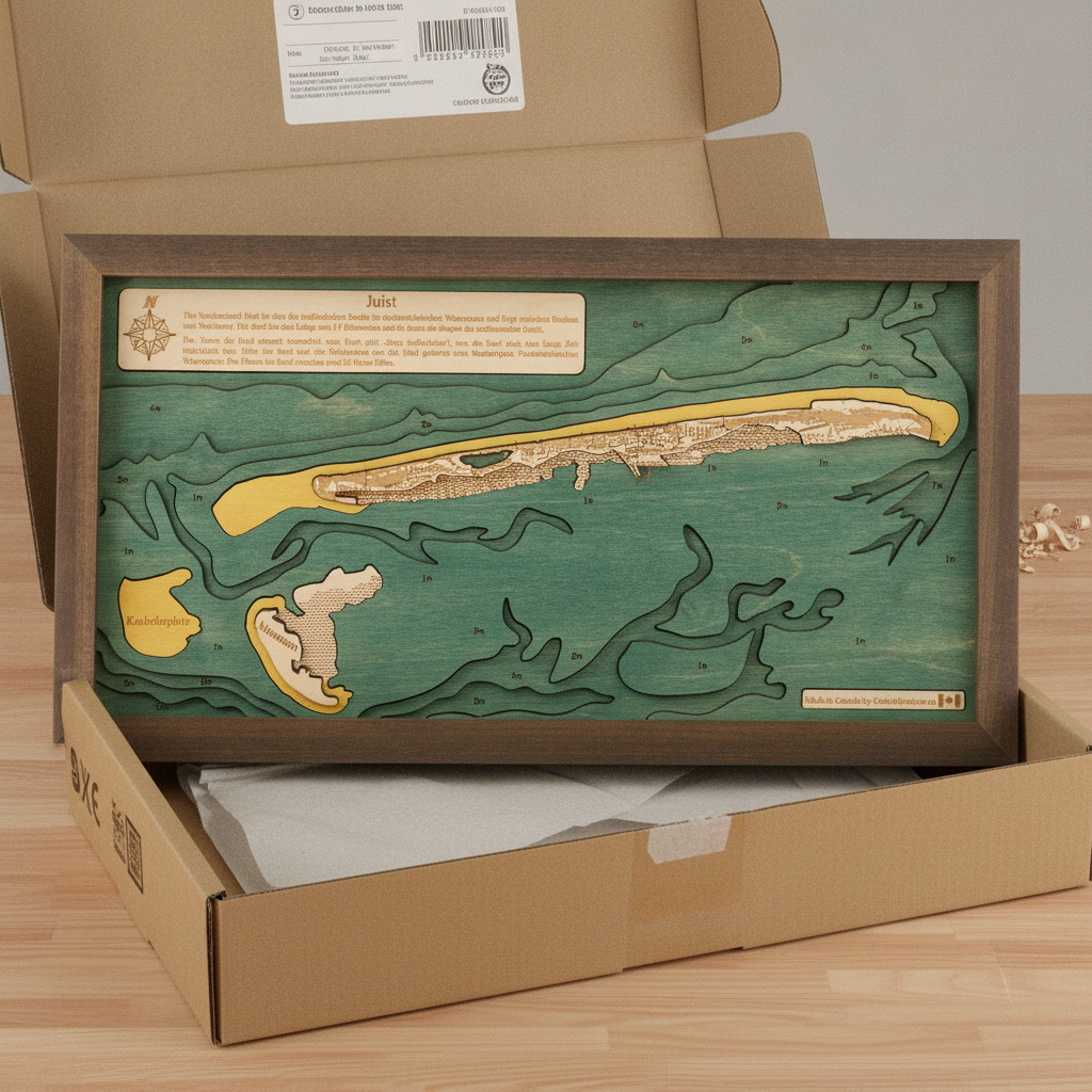 JUIST 3D Holz Wandkarte - Version S