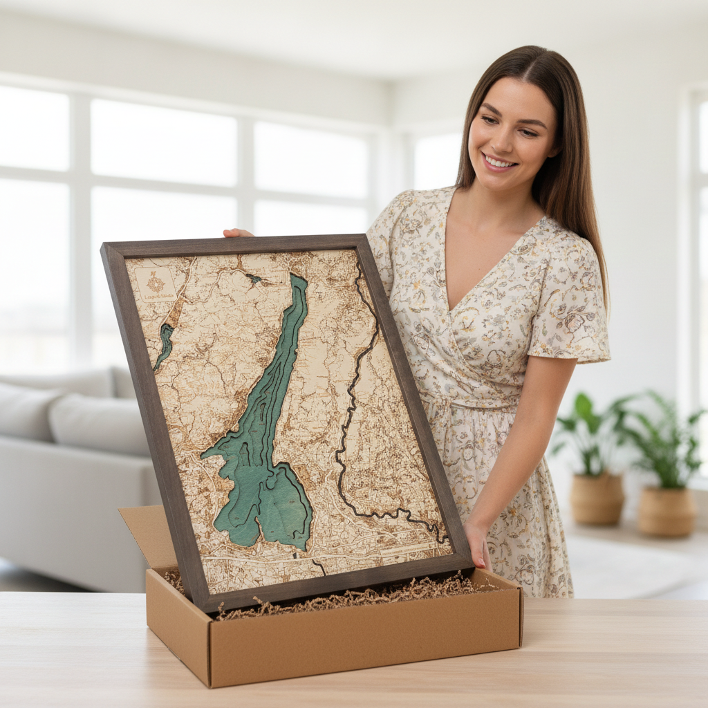 GARDASEE 3D Holz Wandkarte - Version S