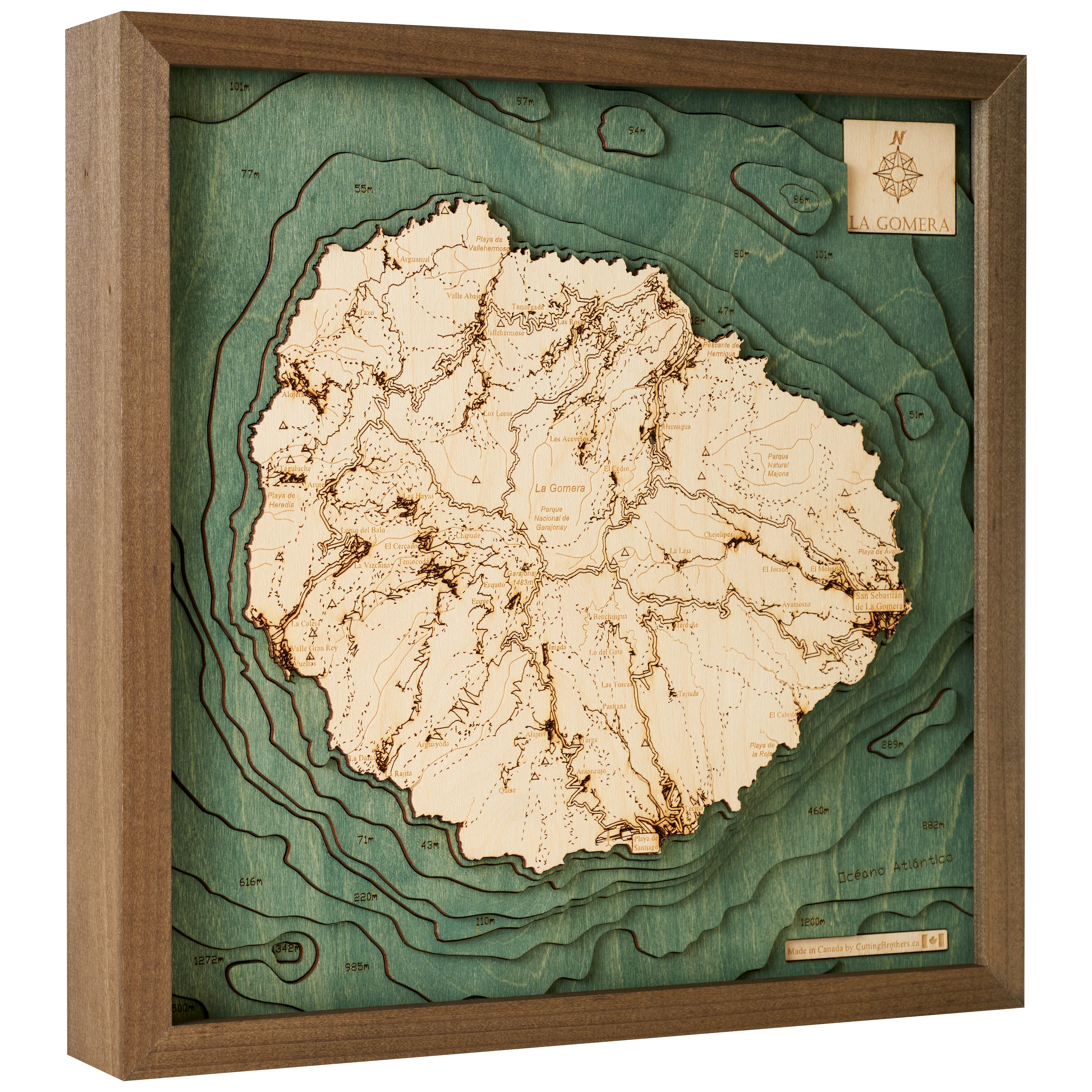 LA GOMERA 3D Holz Wandkarte - Version S