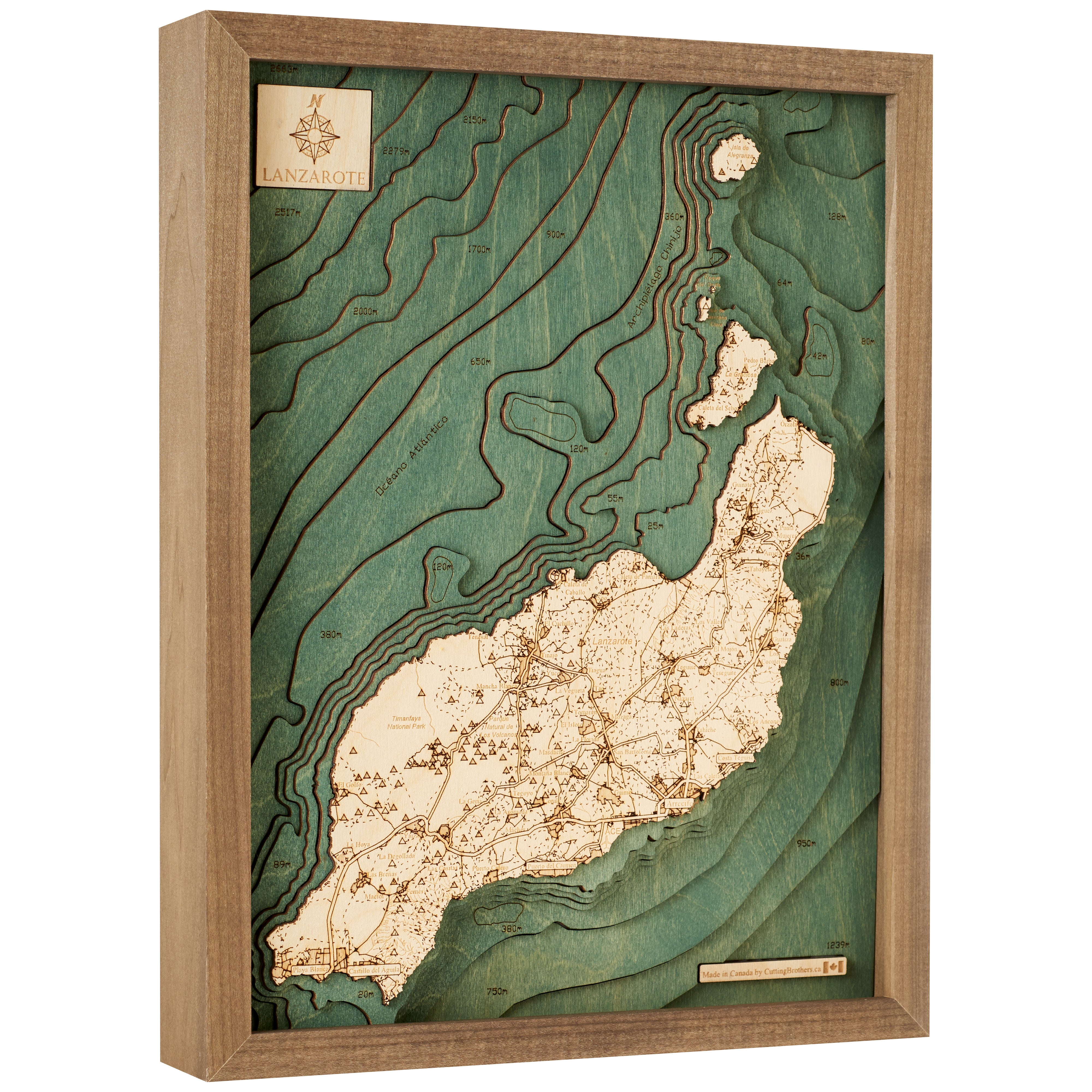 LANZAROTE 3D wooden wall map - version S