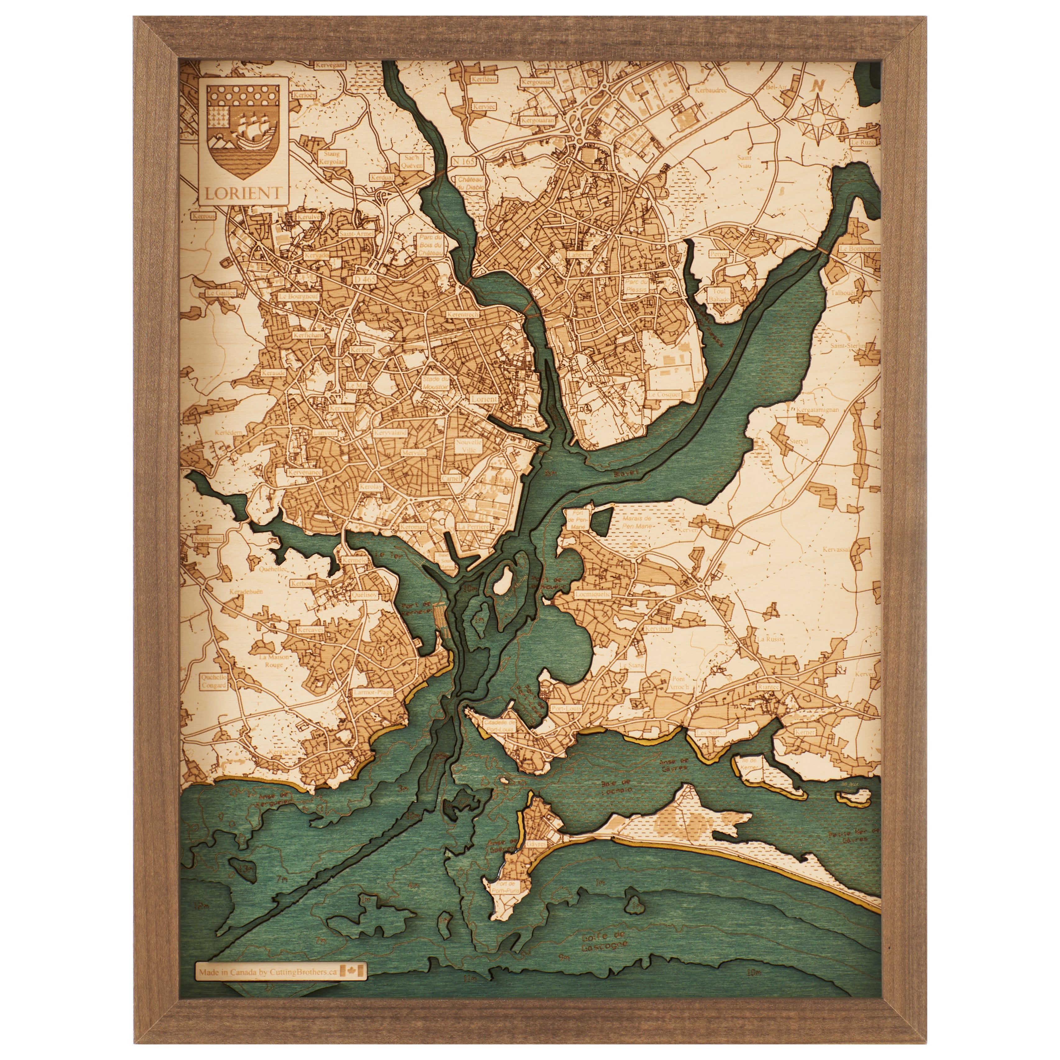 LORIENT - 3D Holz Wandkarte - Version S