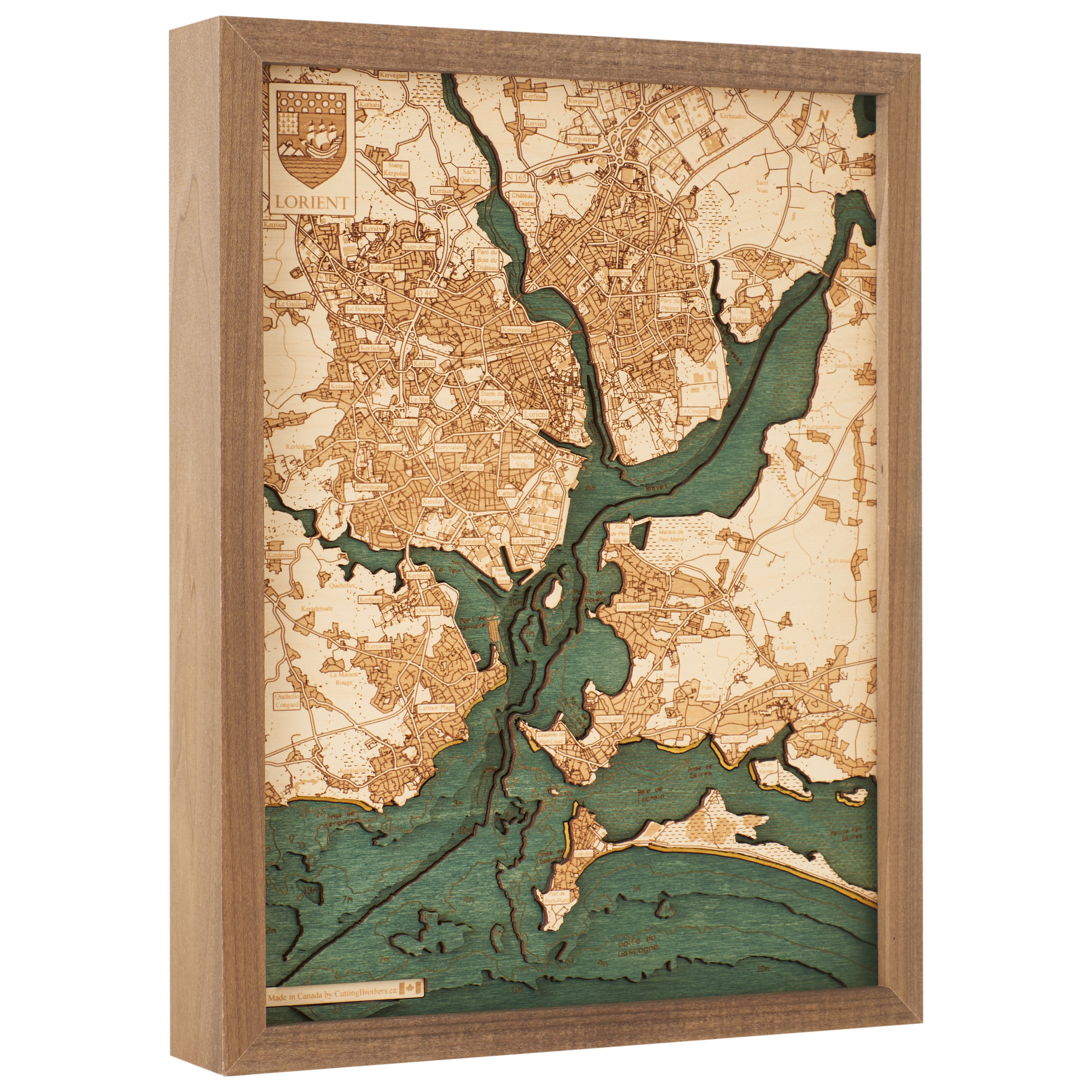 LORIENT - 3D Holz Wandkarte - Version S