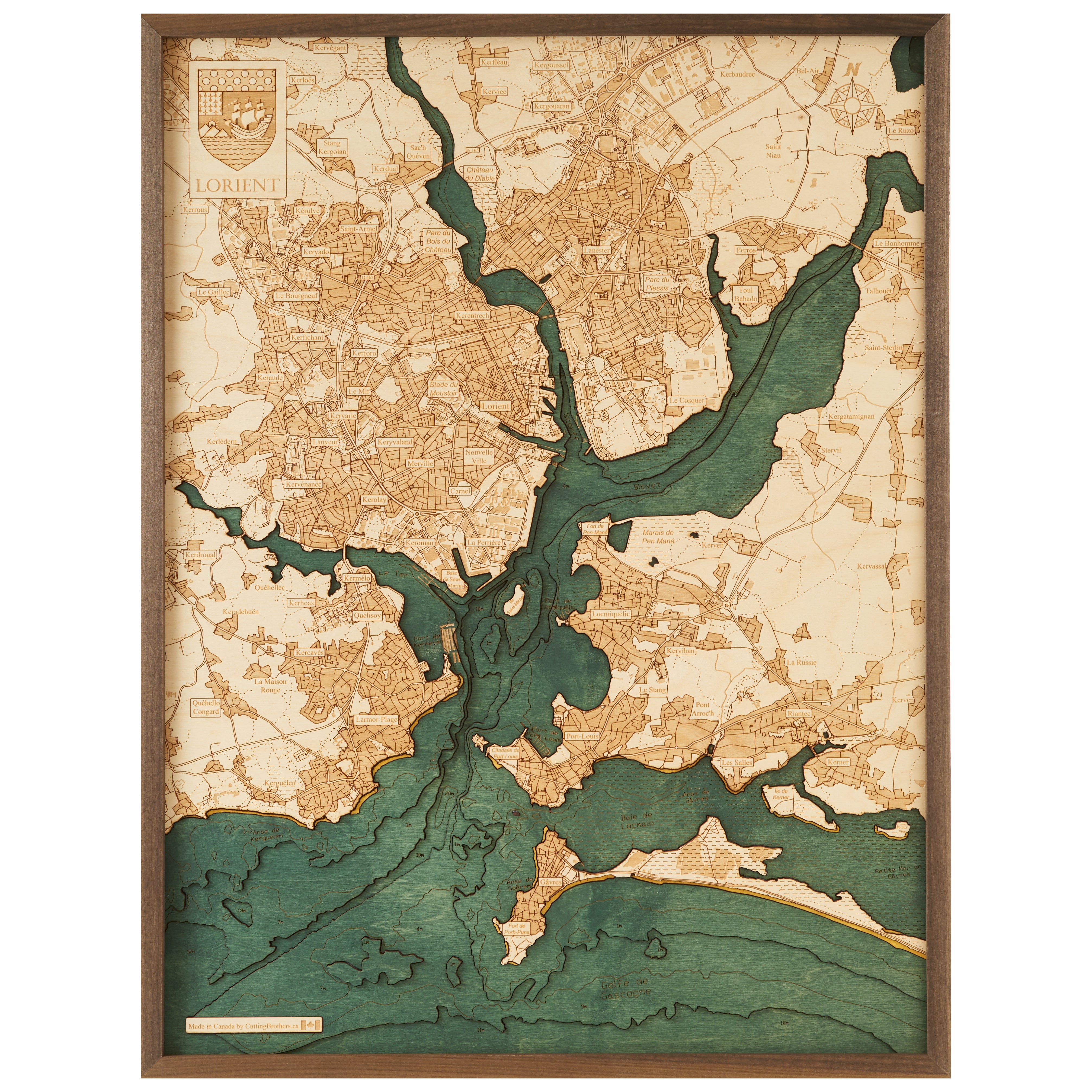 LORIENT - 3D Holz Wandkarte - Version L