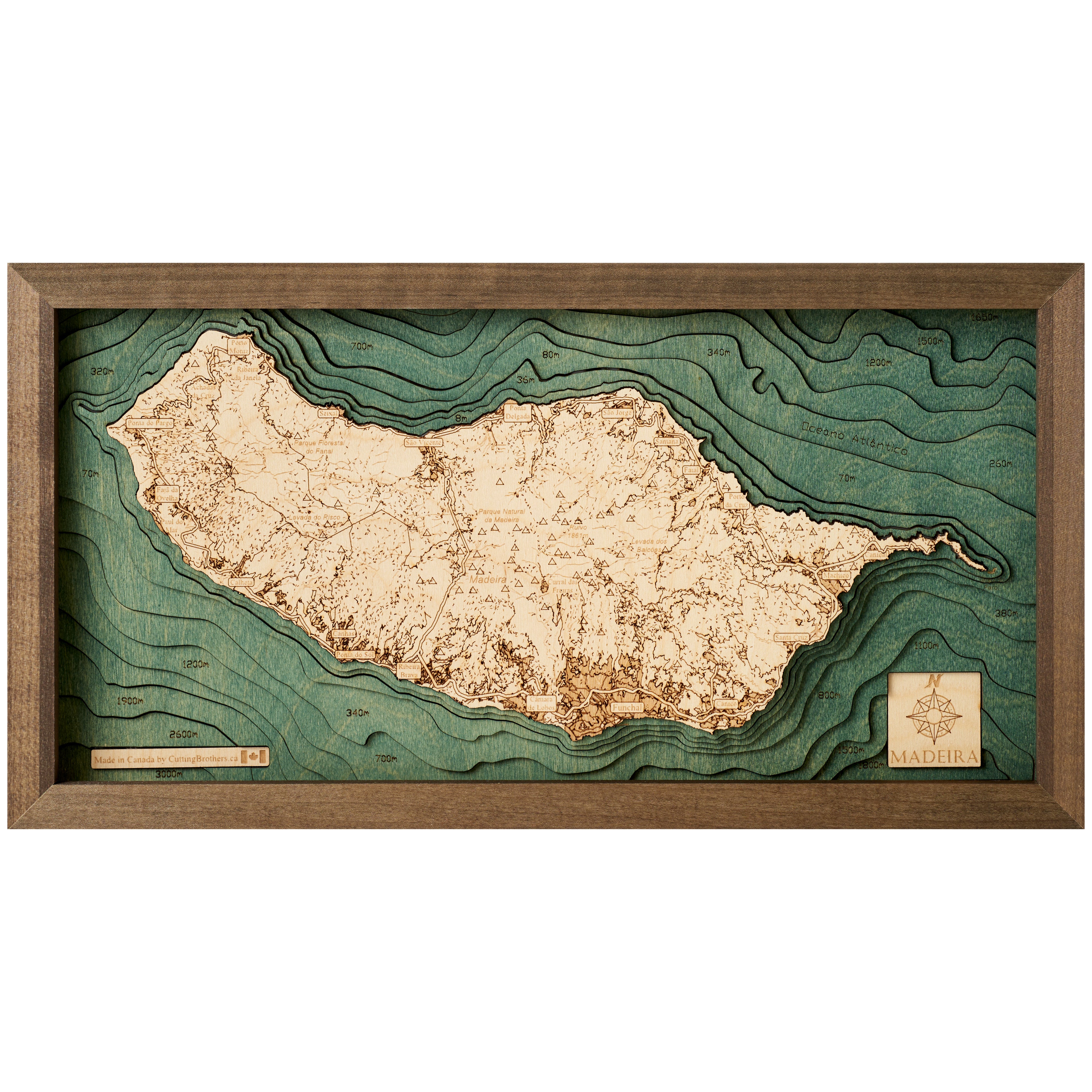MADEIRA 3D Holz Wandkarte - Version S