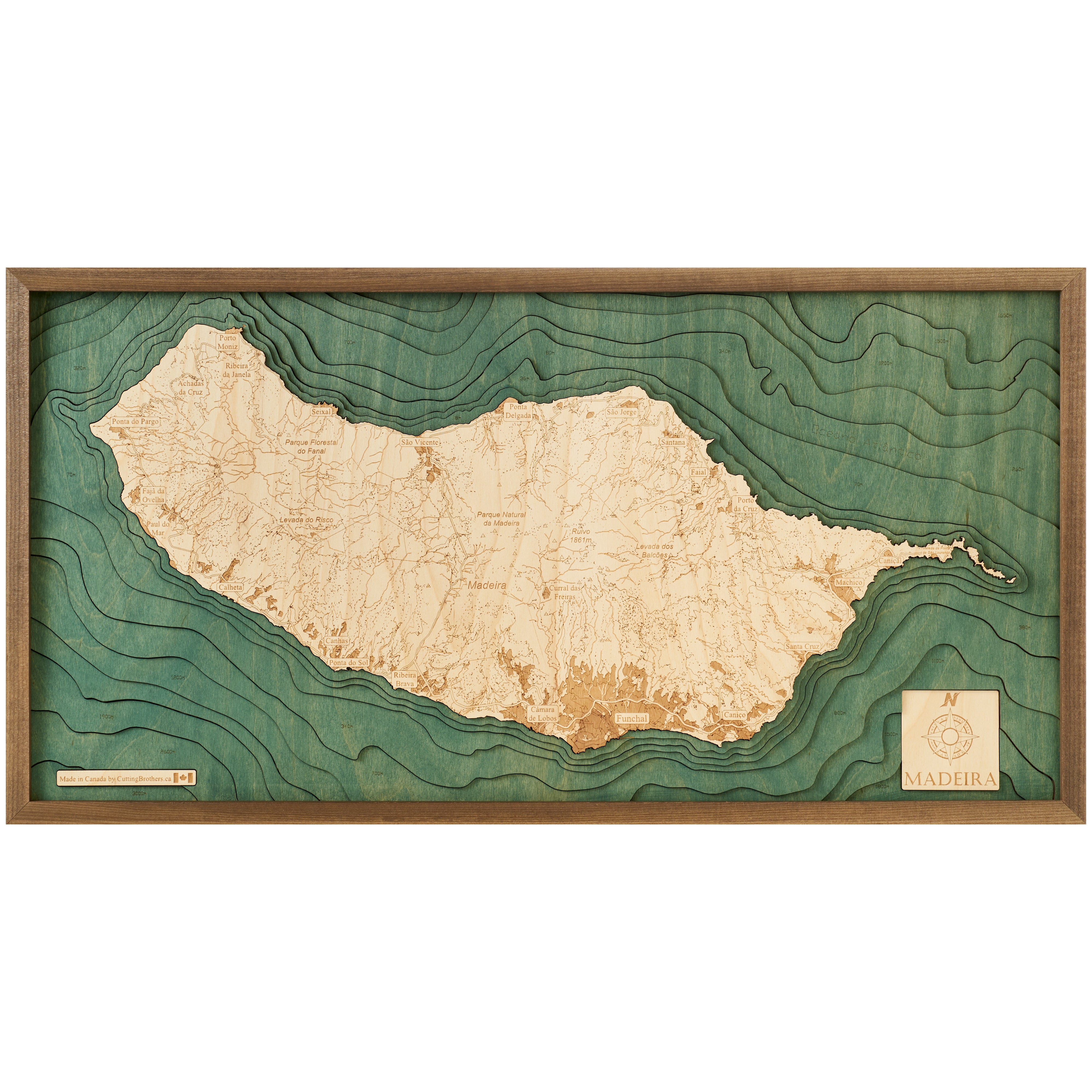 MADEIRA 3D Holz Wandkarte - Version M
