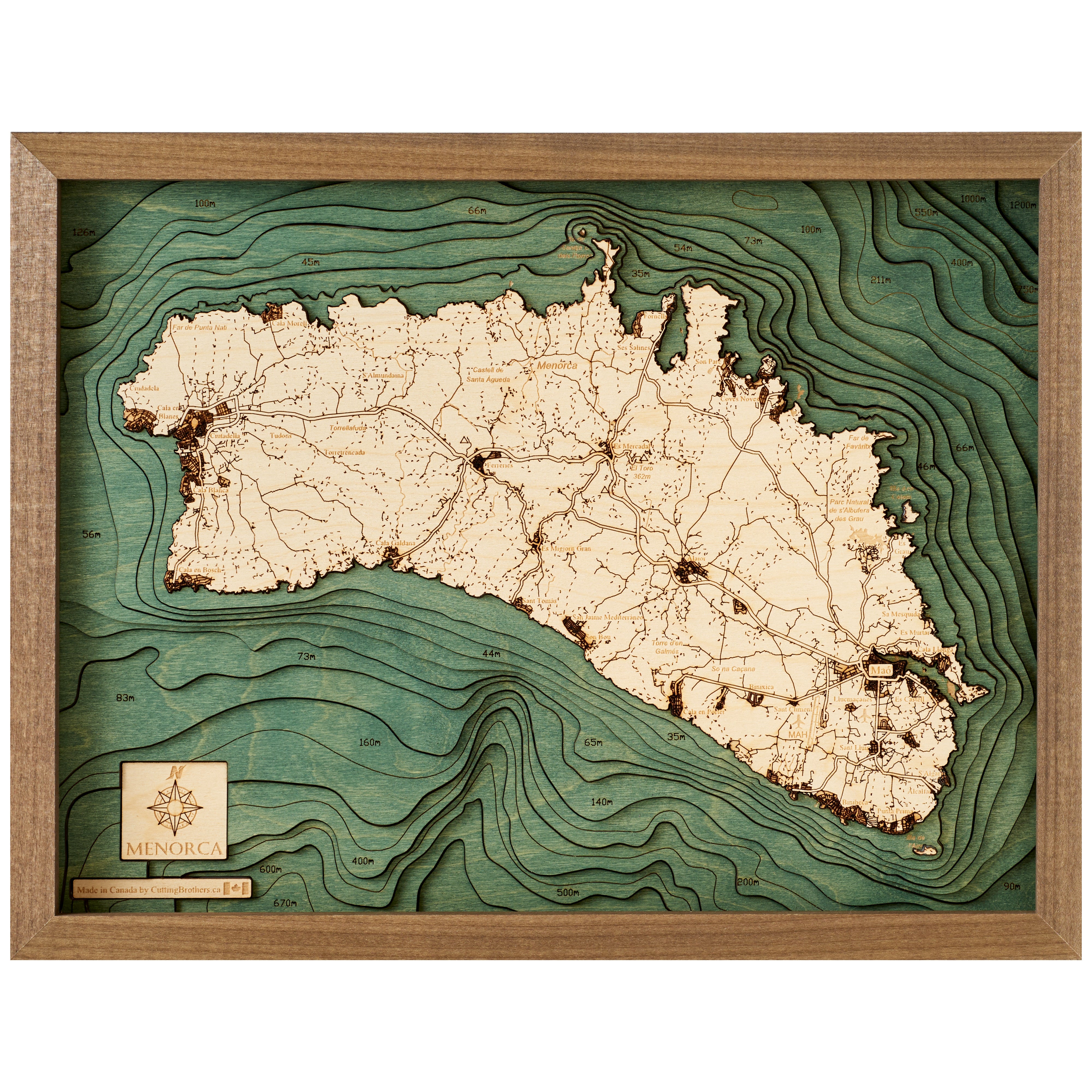 MENORCA 3D Holz Wandkarte - Version S