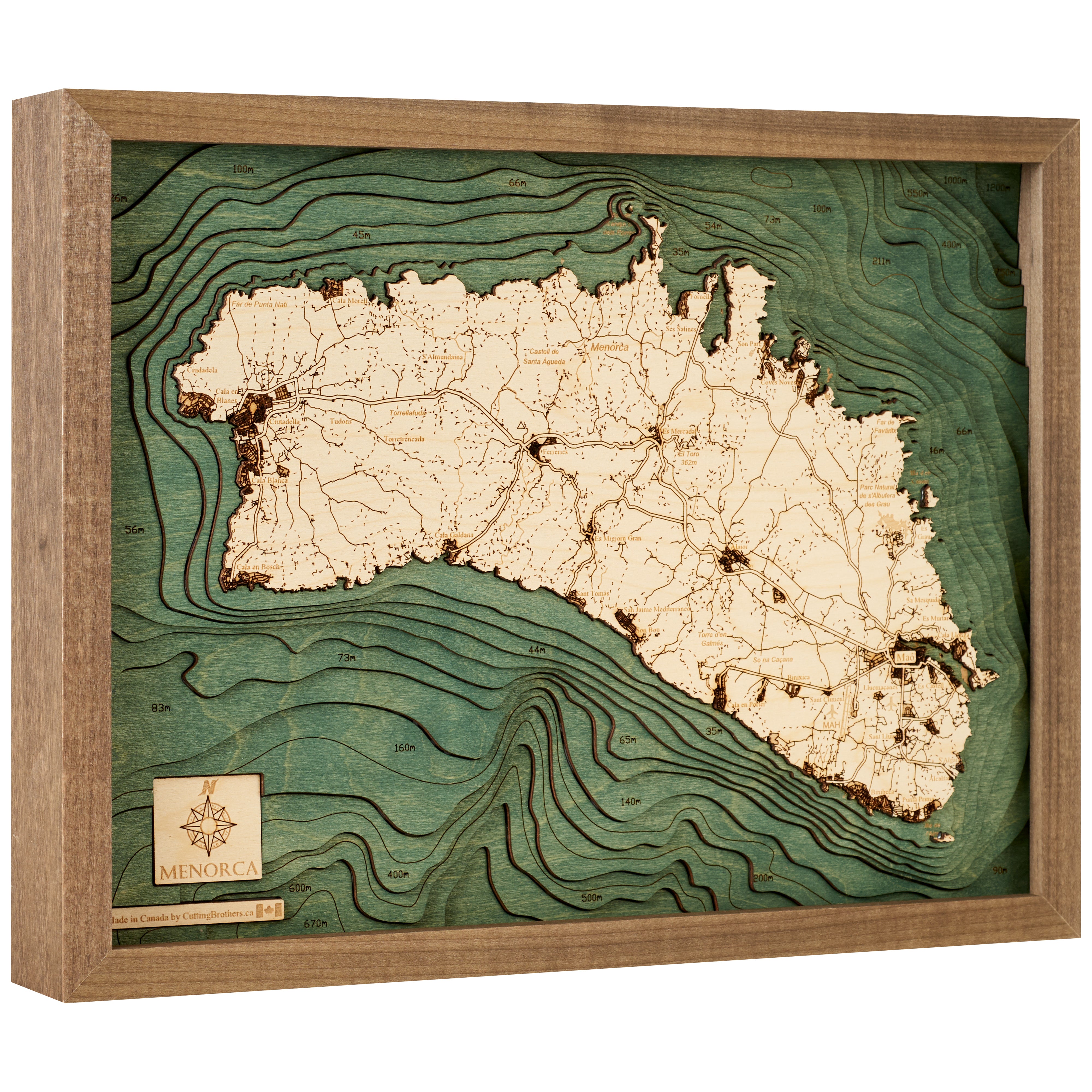 MENORCA 3D Holz Wandkarte - Version S