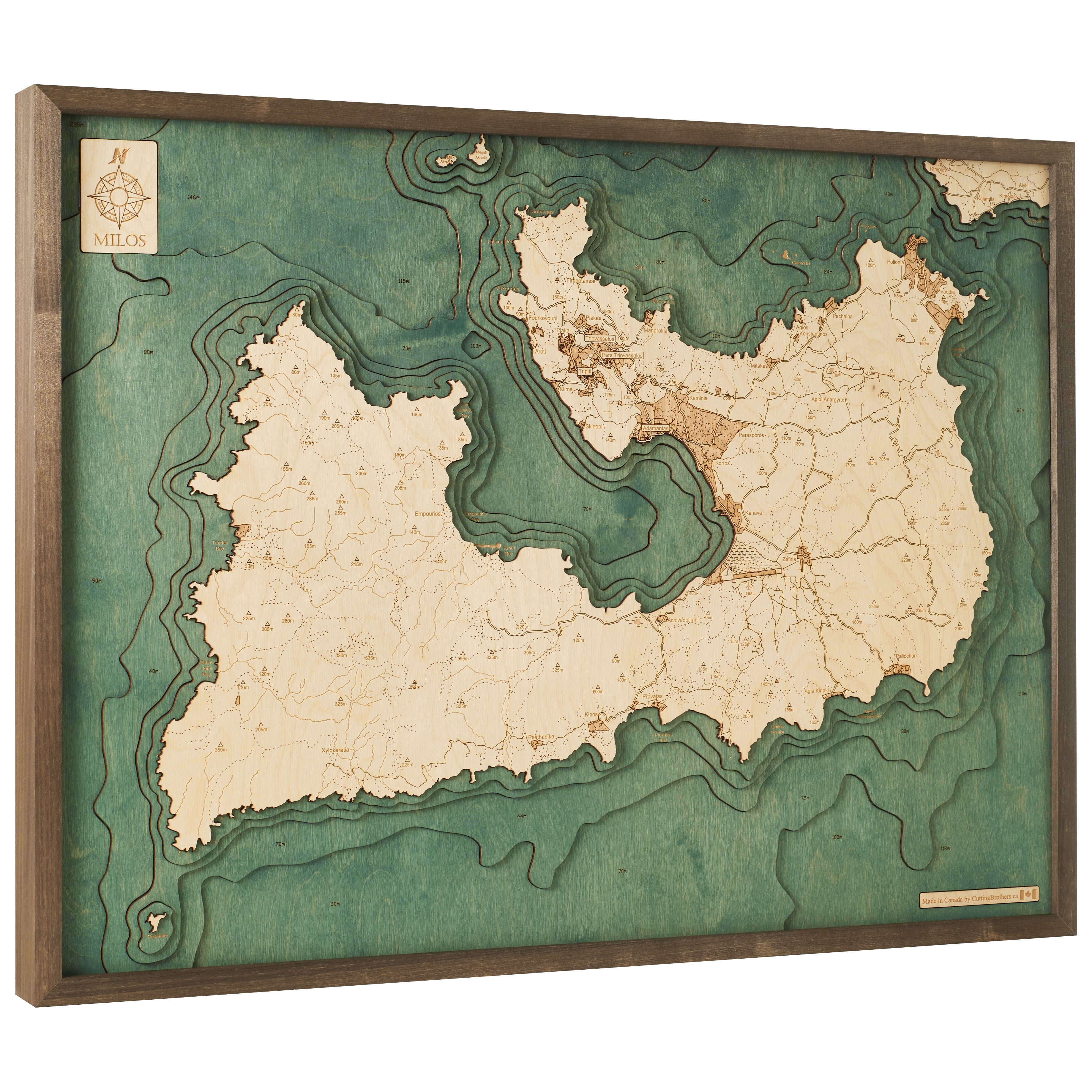 GREECE 3D Wooden Wall Map - Version L