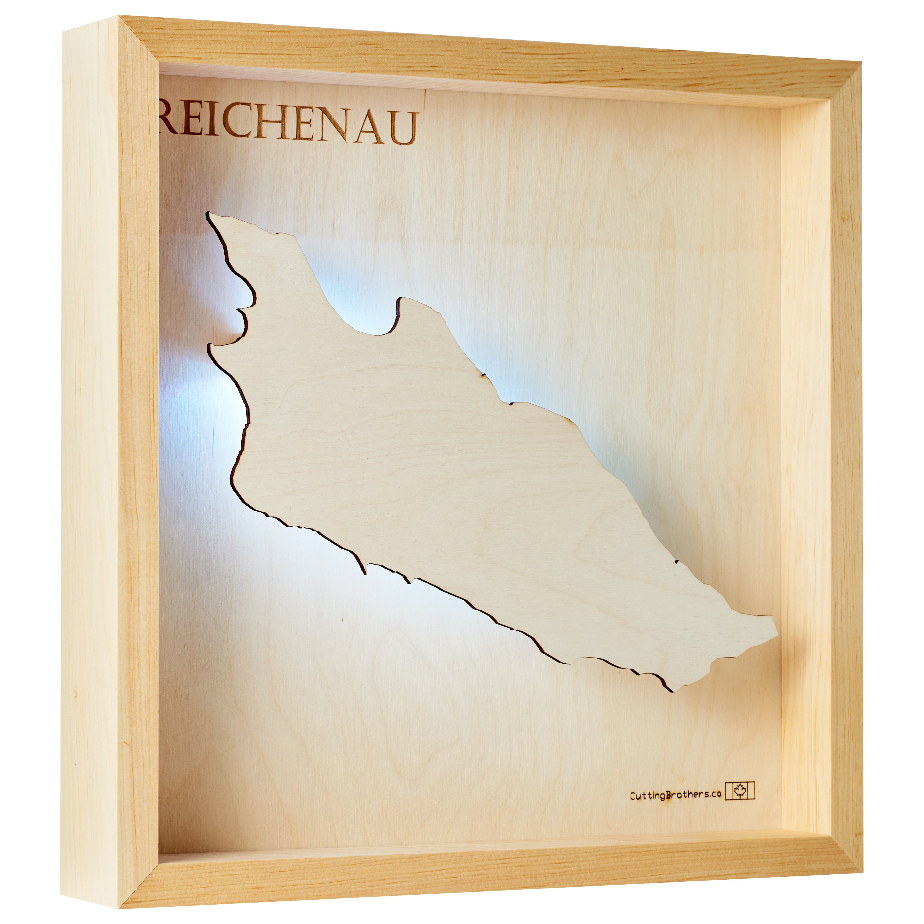 REICHENAU (BODENSEE) -  3D Holz INSEL LICHT KARTE (LED) -  ab Ende November 2025 lieferbar