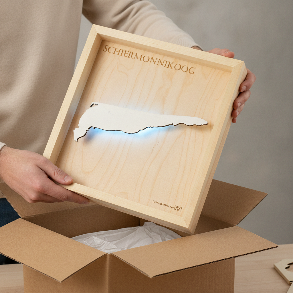 SCHIERMONNIKOOG 3D Holz INSEL LICHT KARTE (LED)