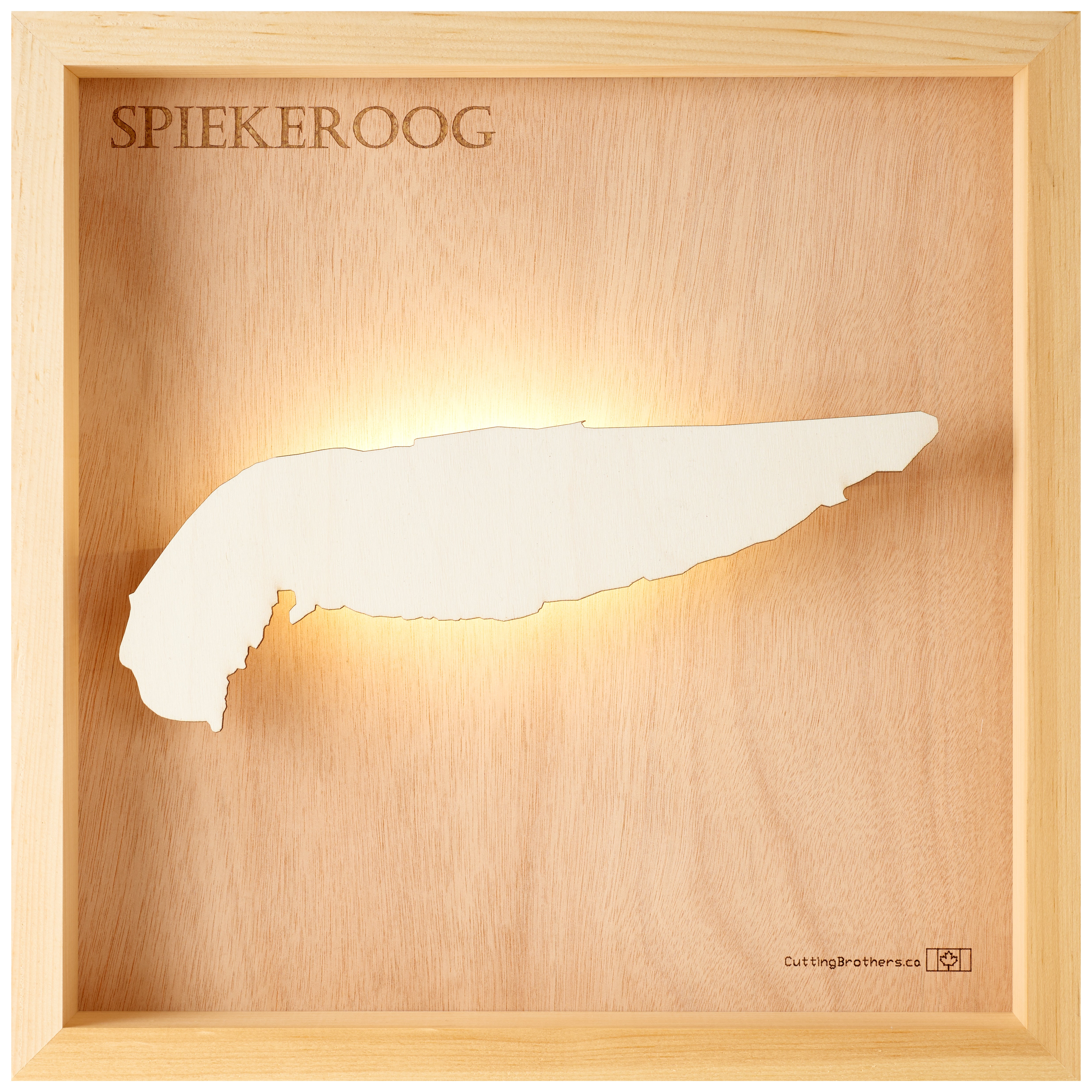 SPIEKEROOG 3D Holz INSEL LICHT KARTE (LED)