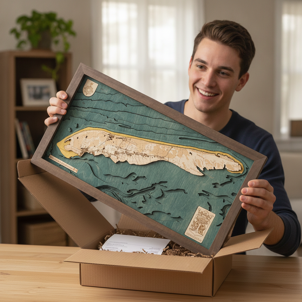 TERSCHELLING 3D Holz Wandkarte - Version S