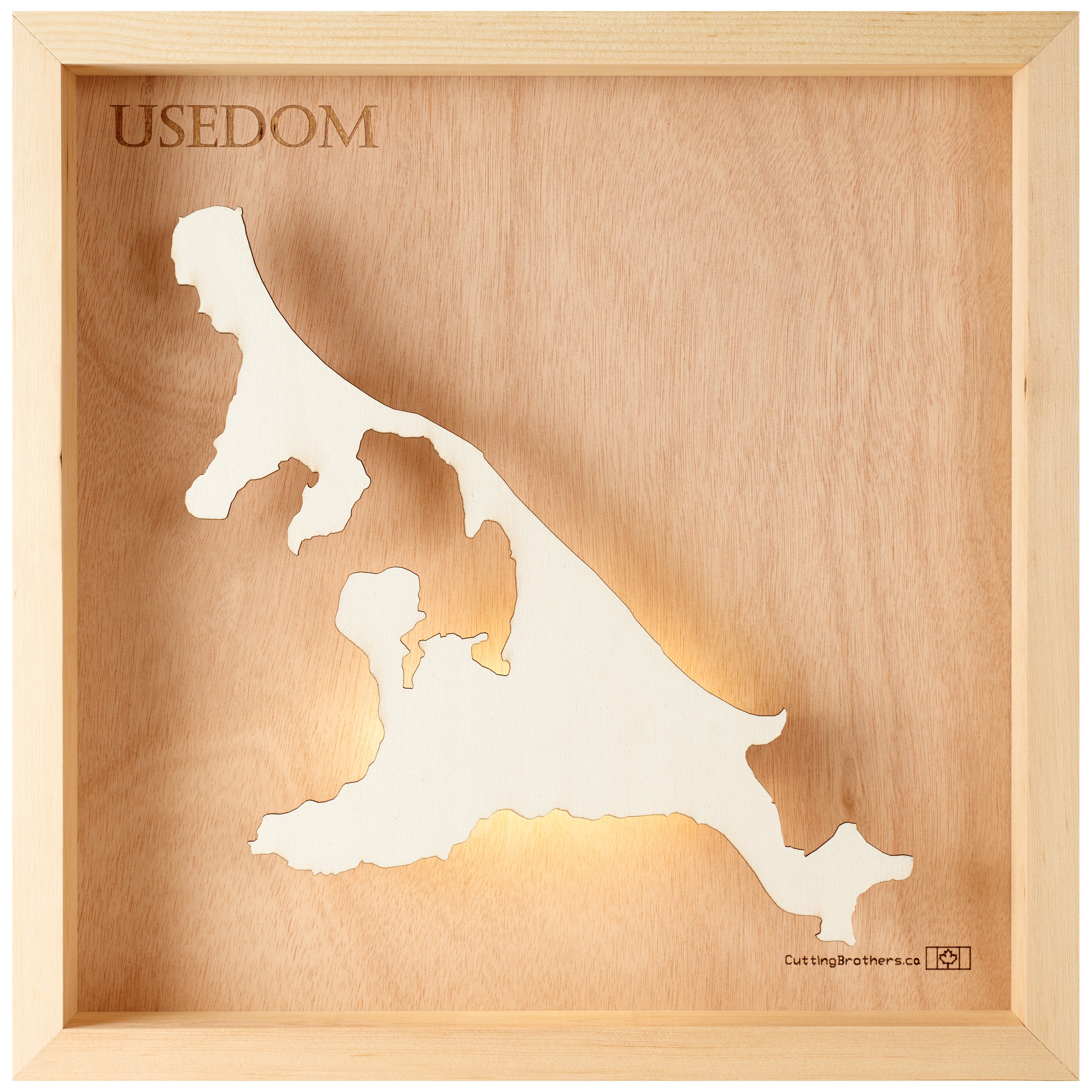 USEDOM 3D Holz INSEL LICHT KARTE (LED)