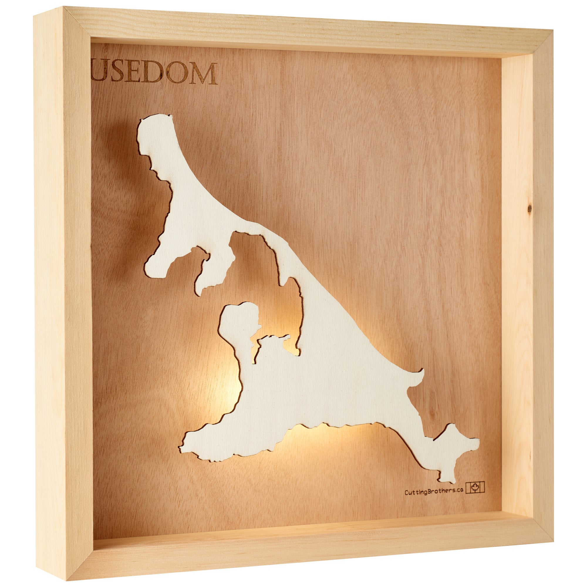 USEDOM 3D Holz INSEL LICHT KARTE (LED)