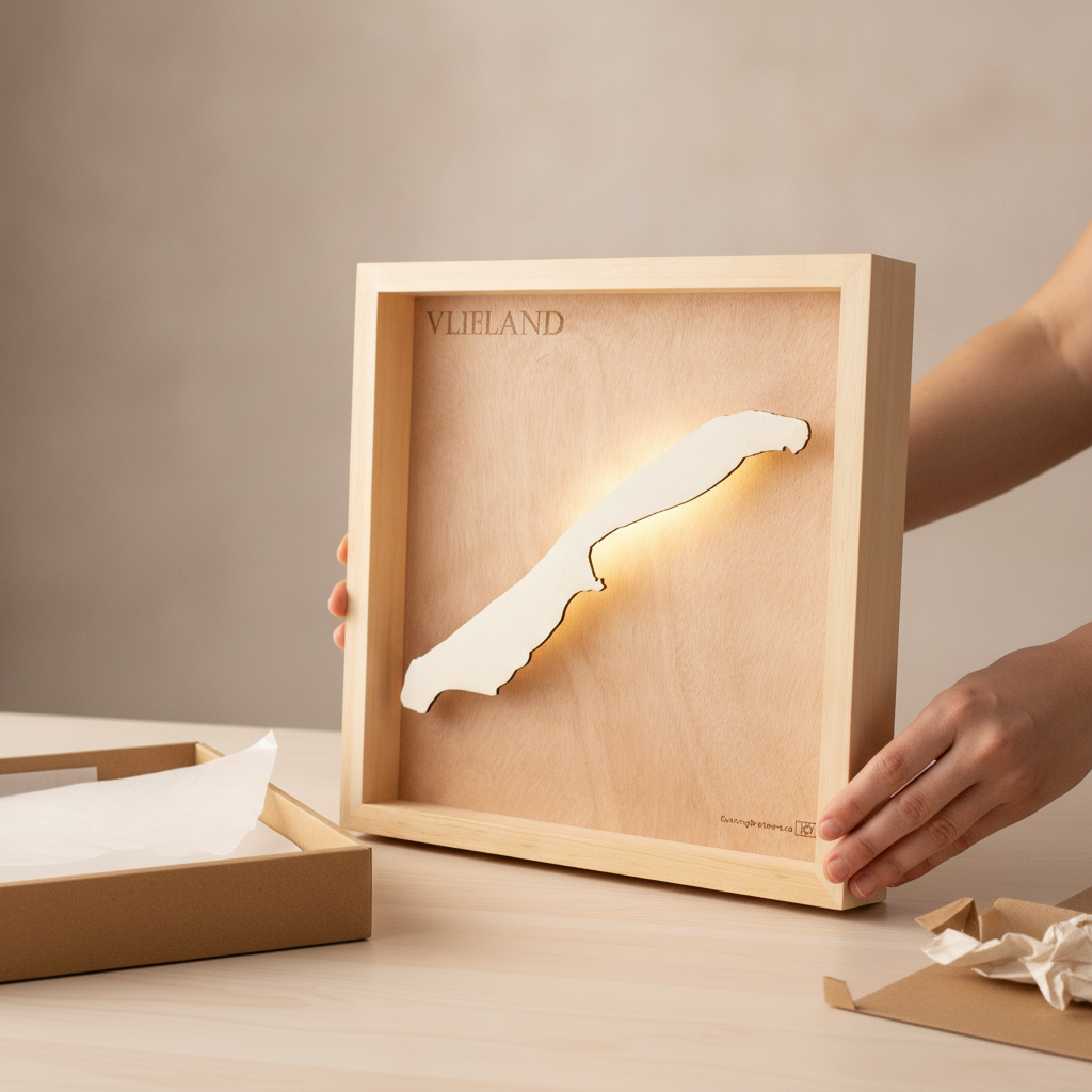 VLIELAND 3D Holz INSEL LICHT KARTE (LED)