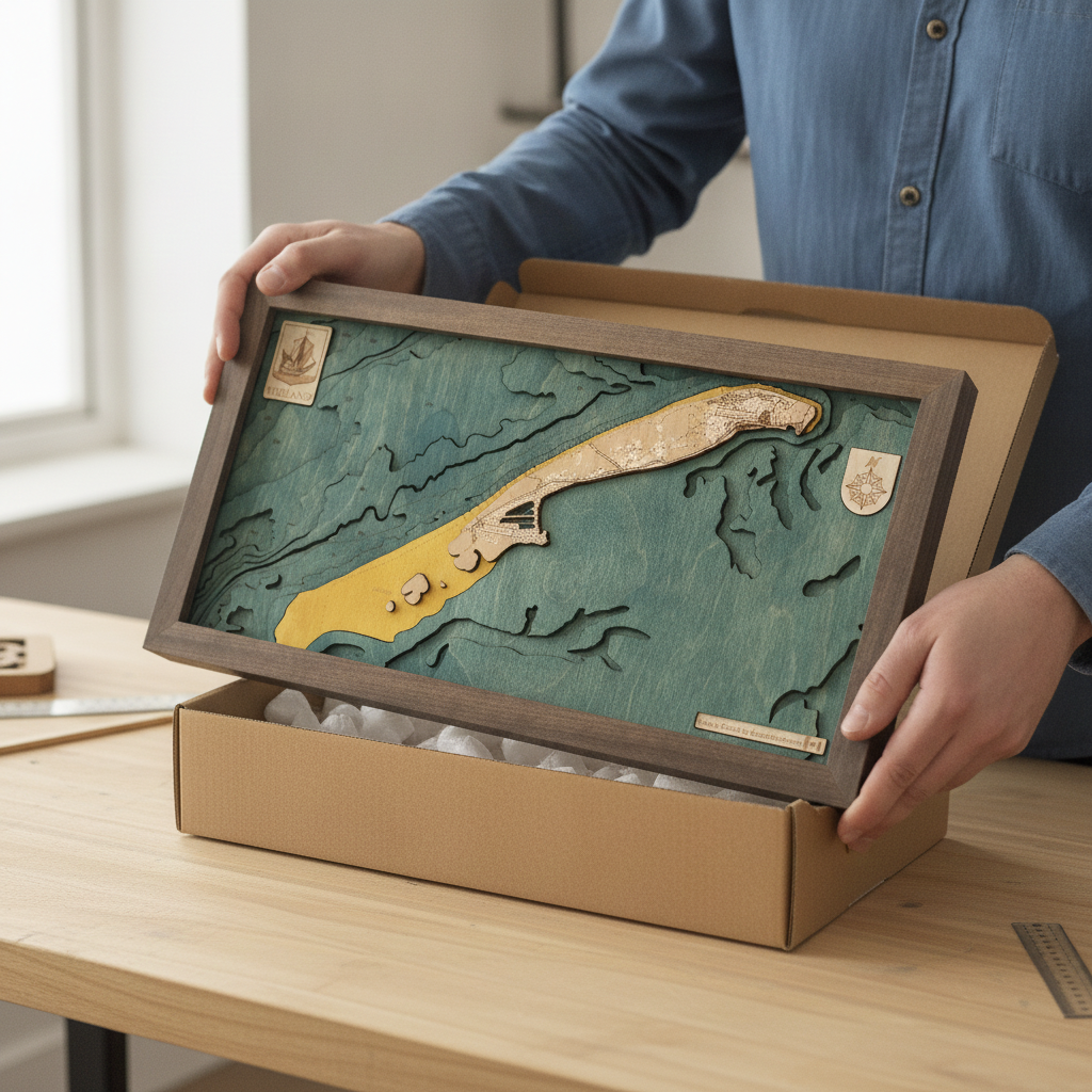VLIELAND 3D Holz Wandkarte - Version S