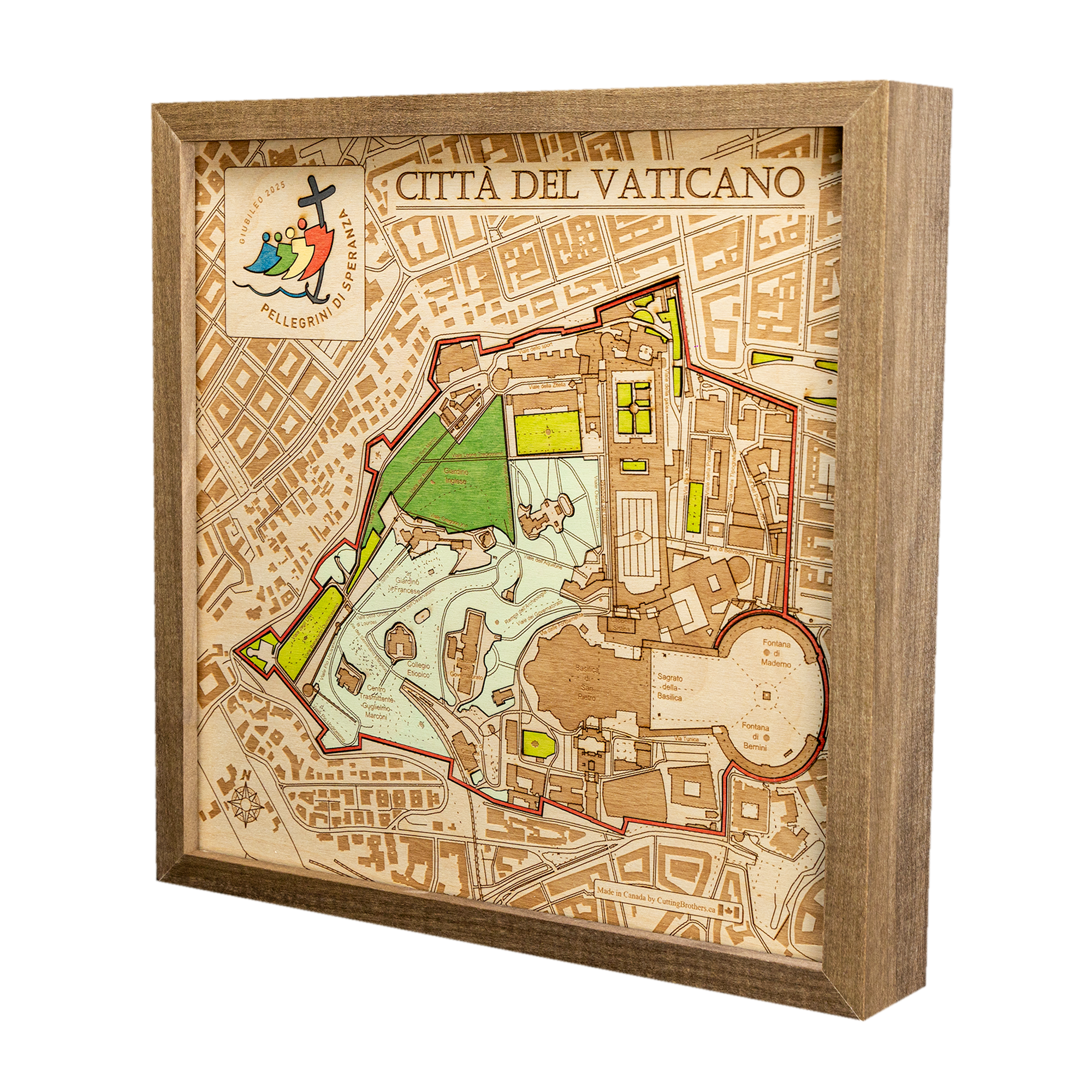GIUBILEO 2025 - CITTA DEL VATICANO - Holzwandkarte