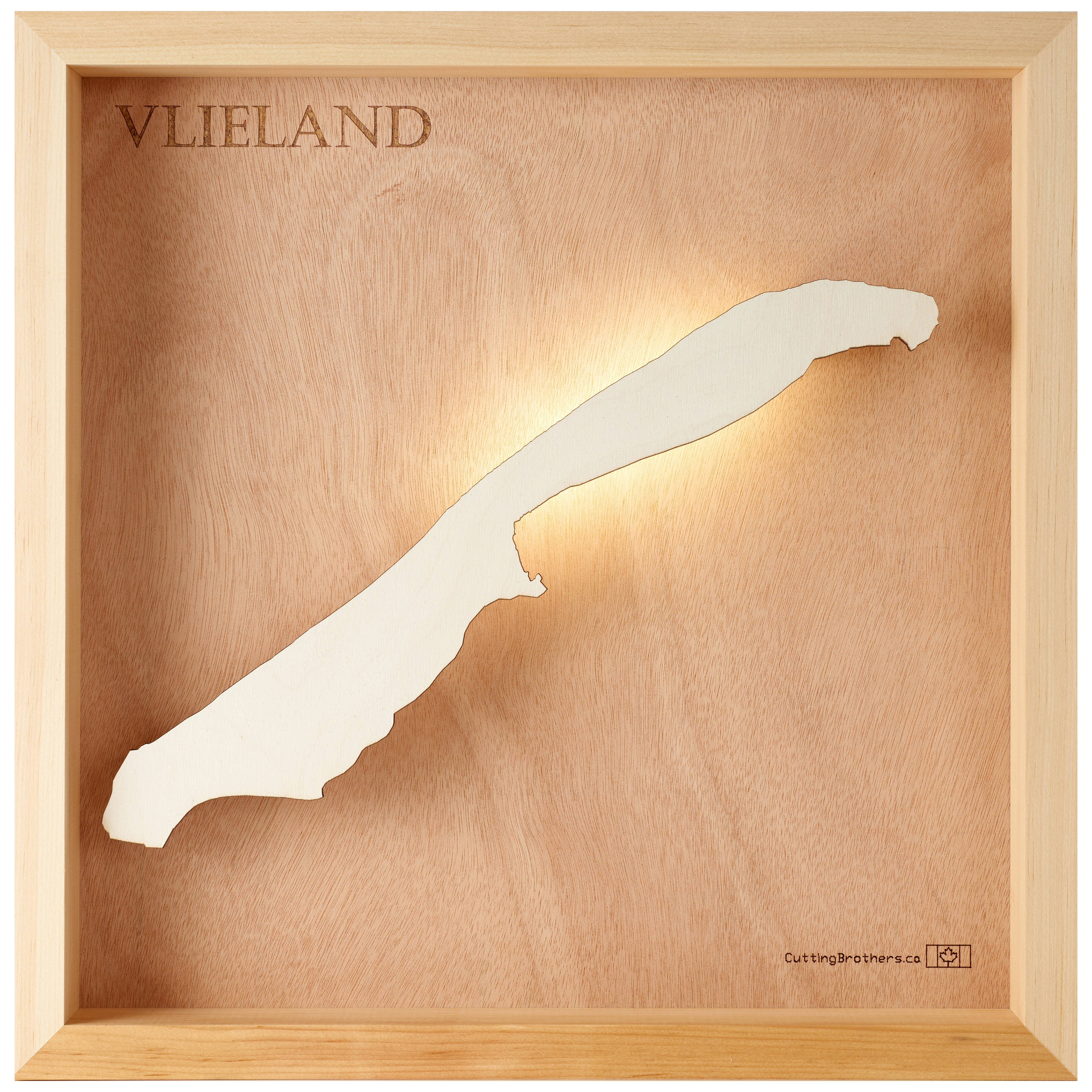 VLIELAND 3D Holz INSEL LICHT KARTE (LED)