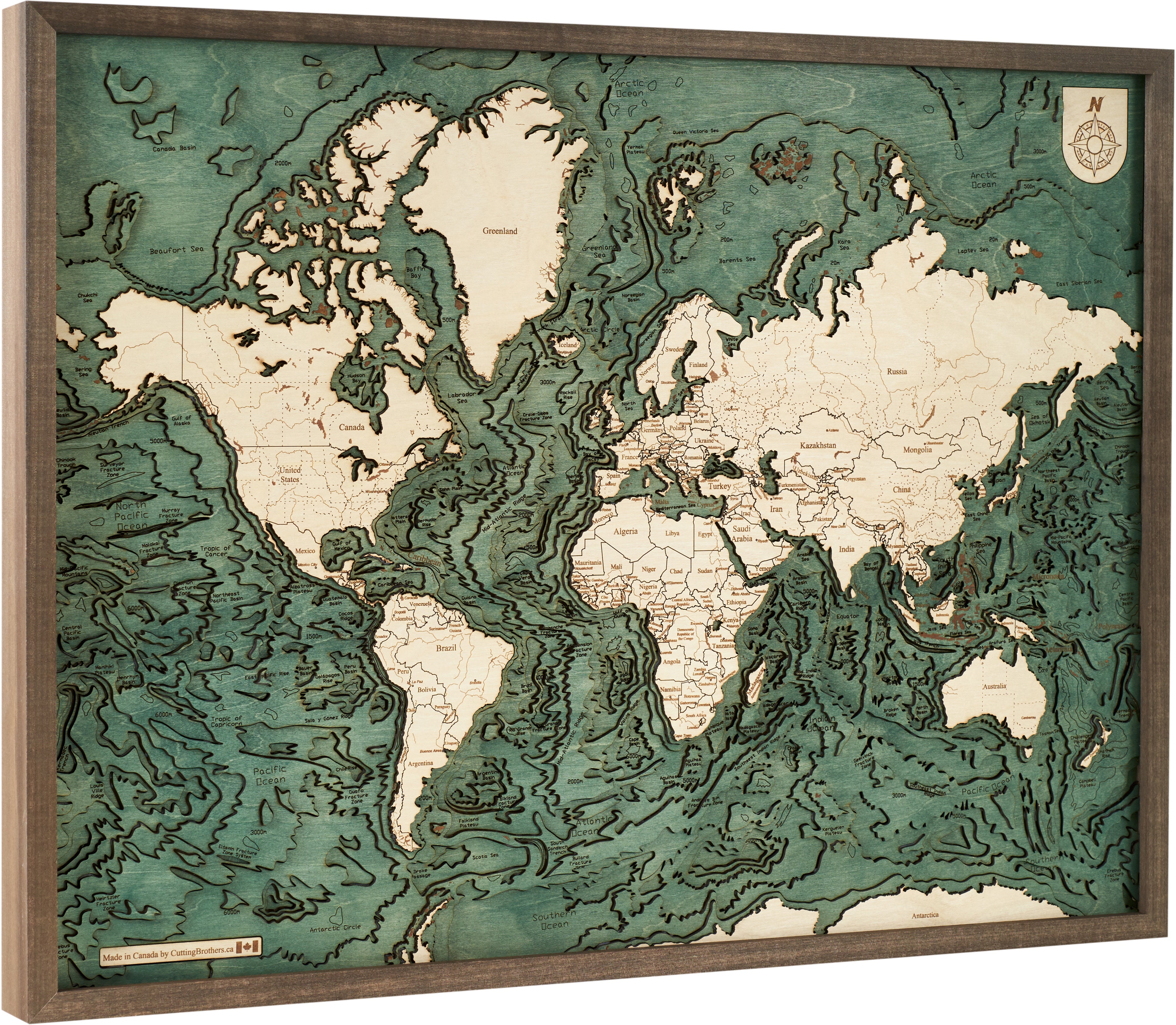 WORLD MAP 3D wooden wall map